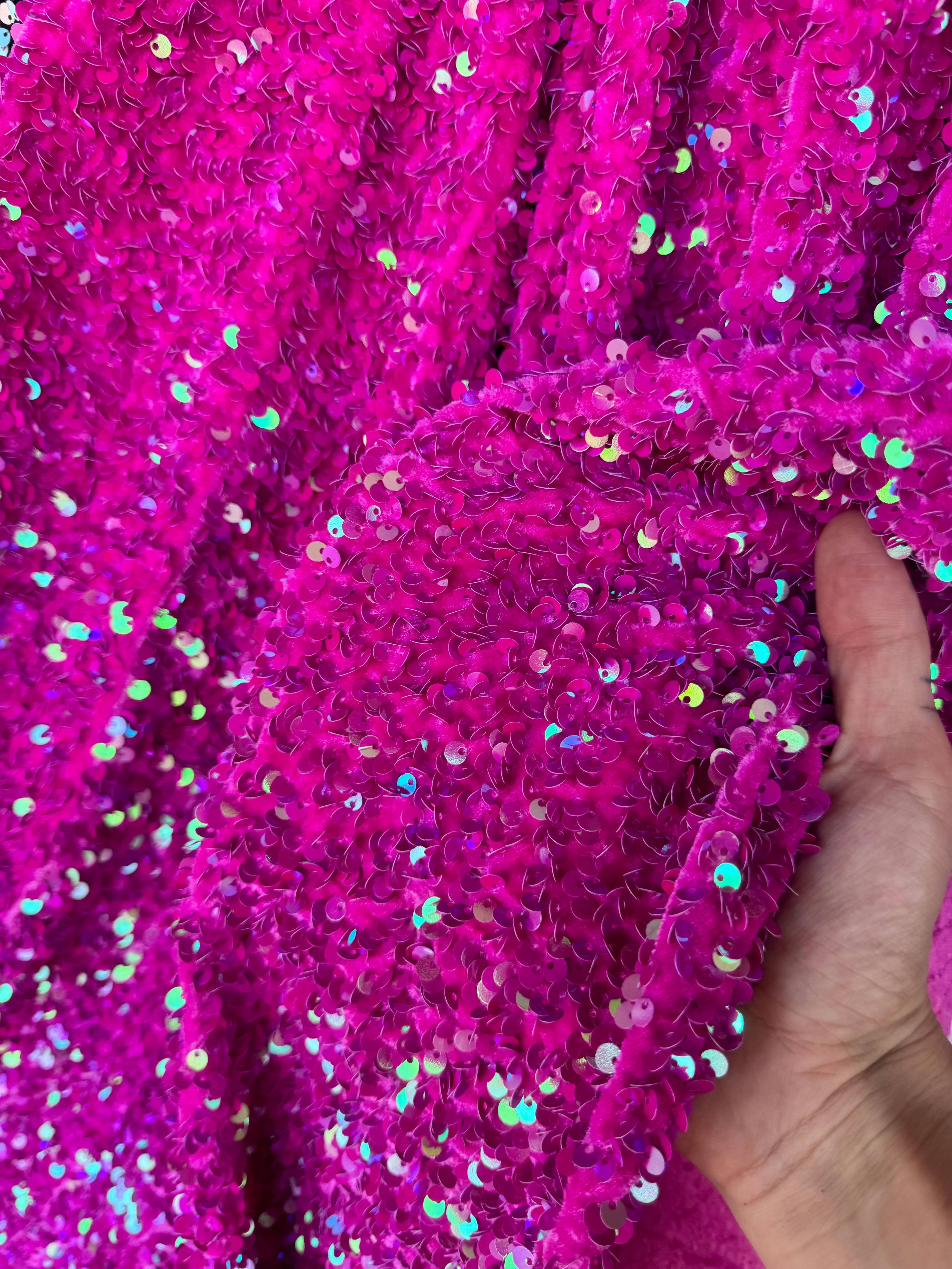 Fuchsia Iridescent Sequin on Velvet - Image 7