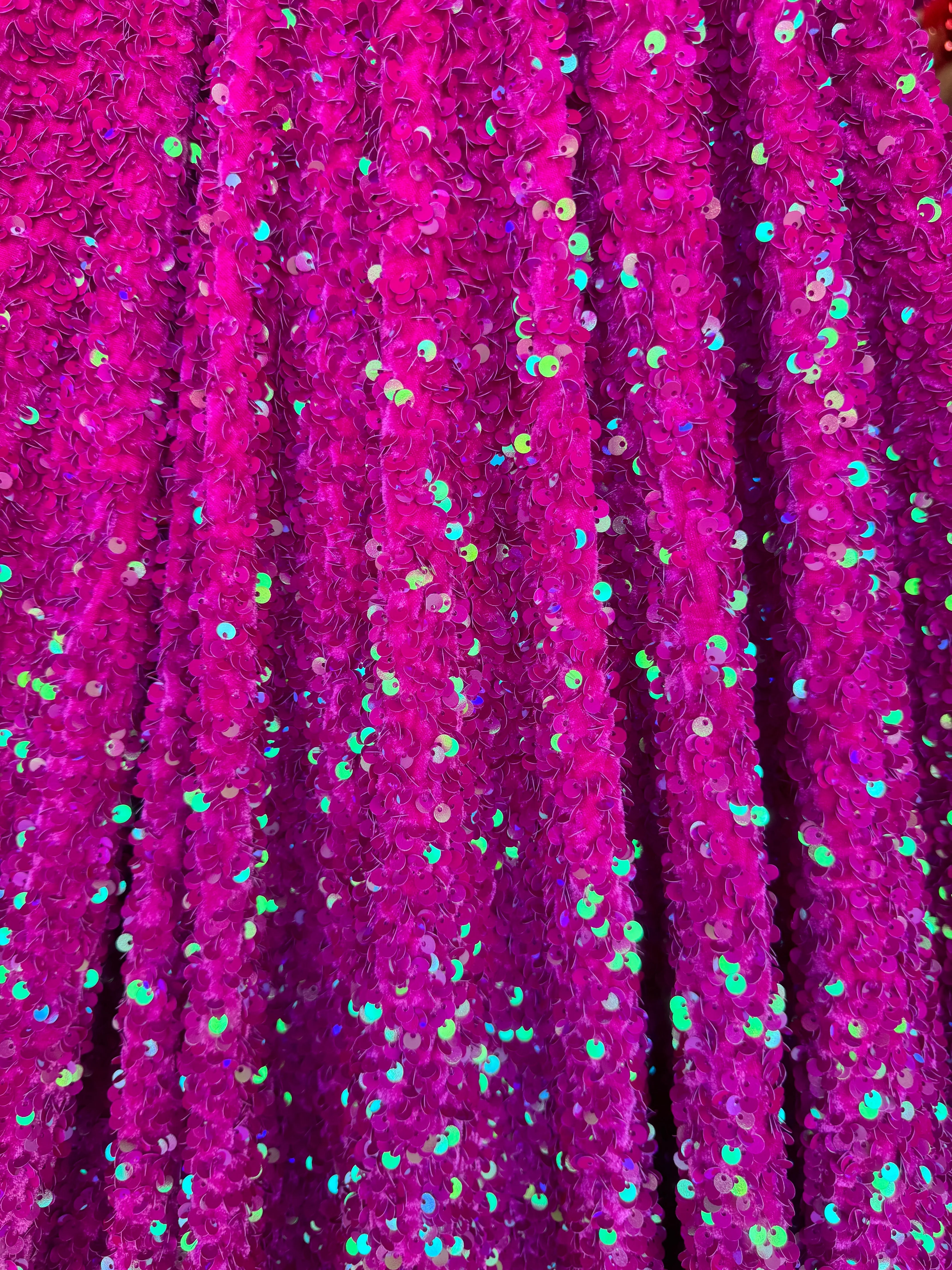 Fuchsia Iridescent Sequin on Velvet - Image 9