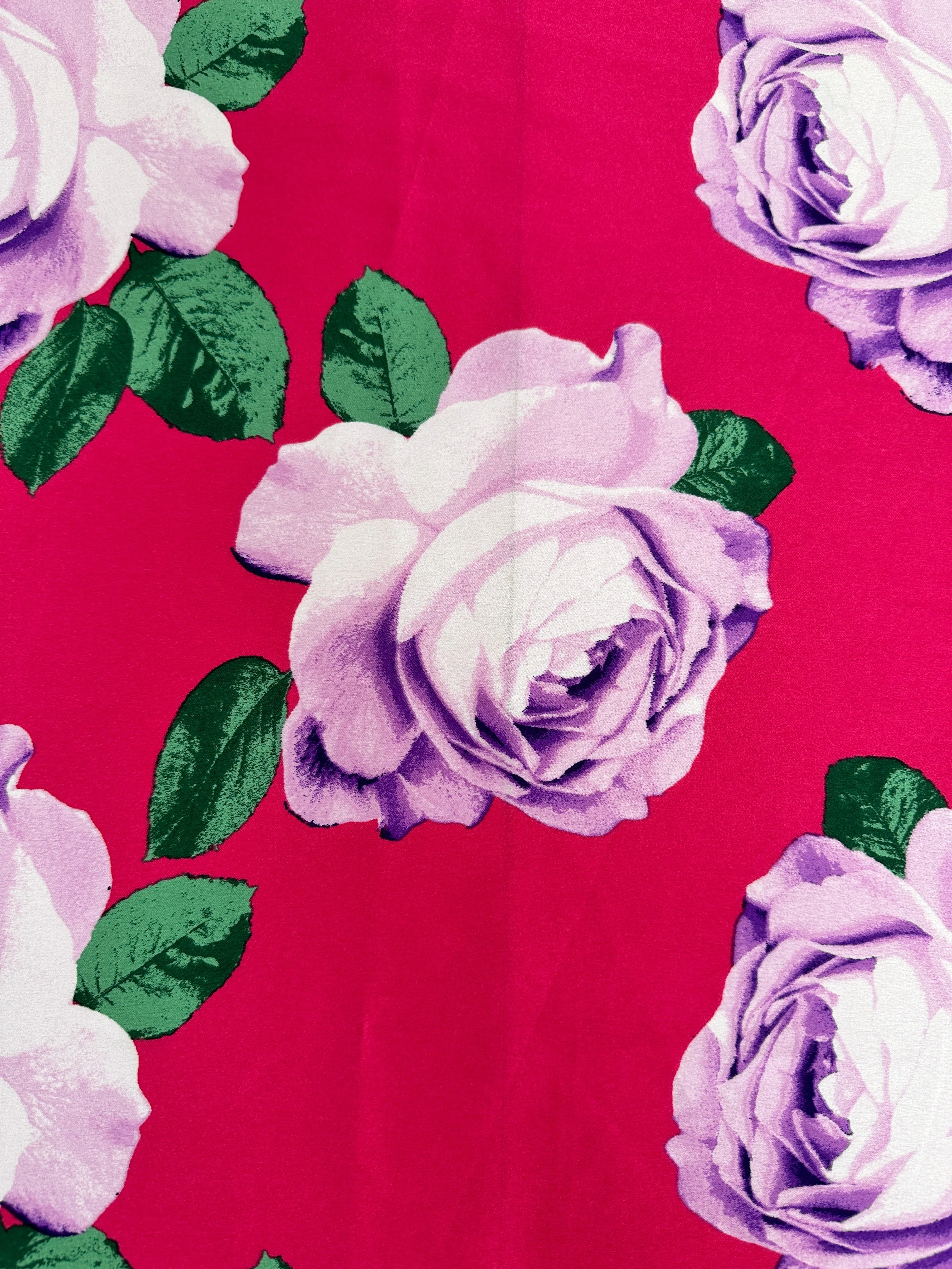 Fuchsia/Lavender Floral Print Satin - Image 4