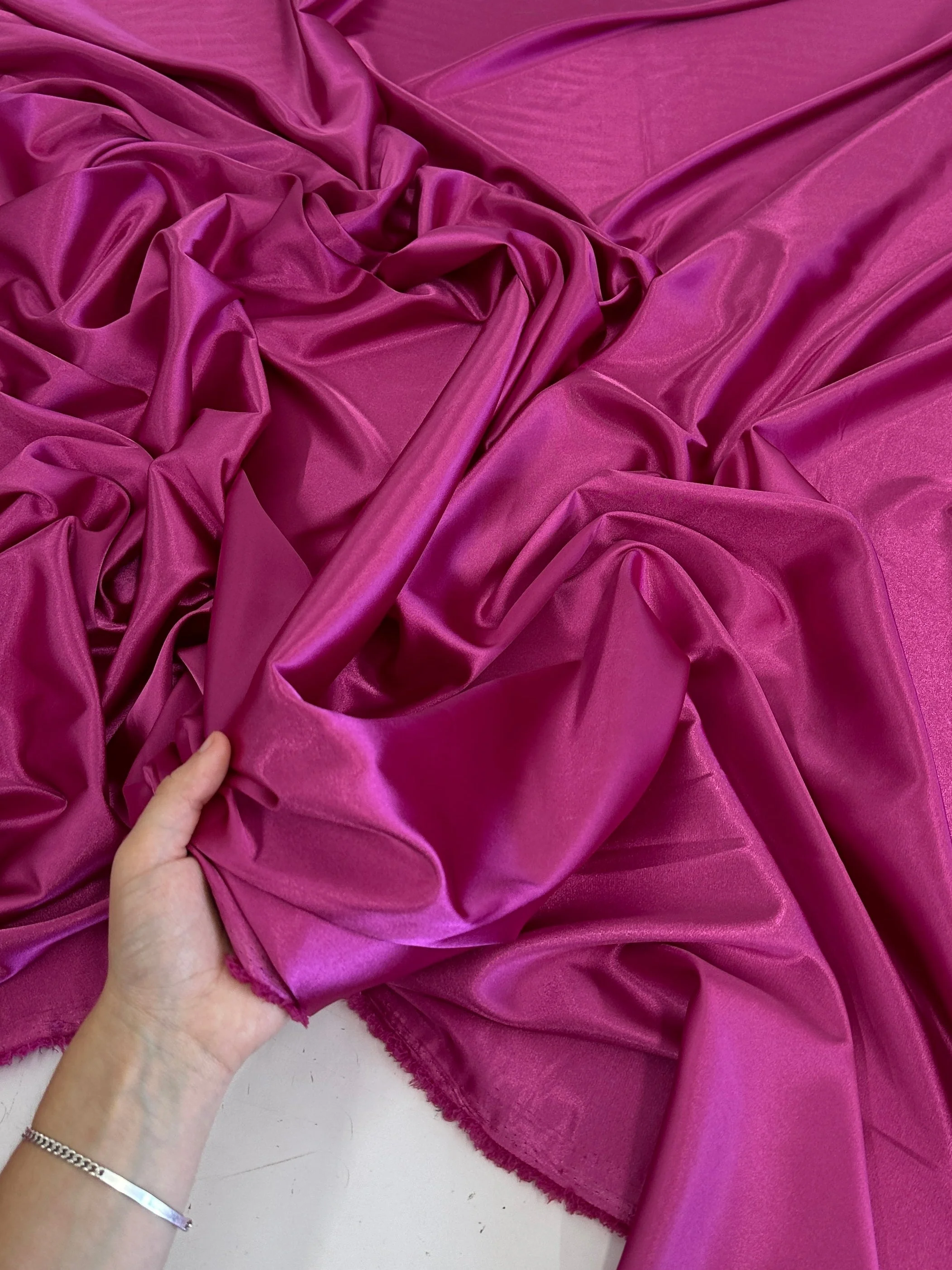 Fuchsia Luxury Silky Stretch Satin - Image 4