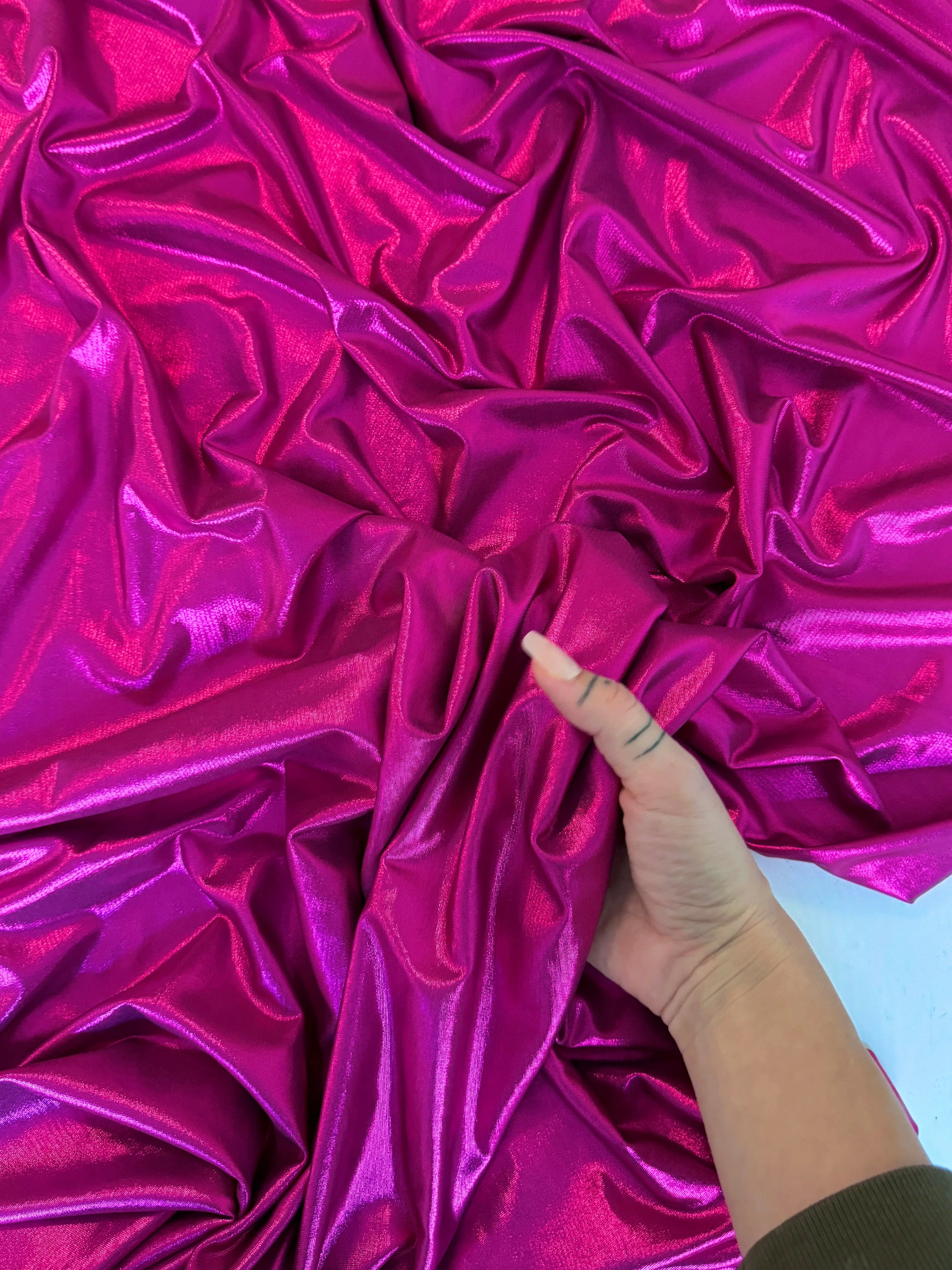Fuchsia Stretch Foiled Spandex - Image 3