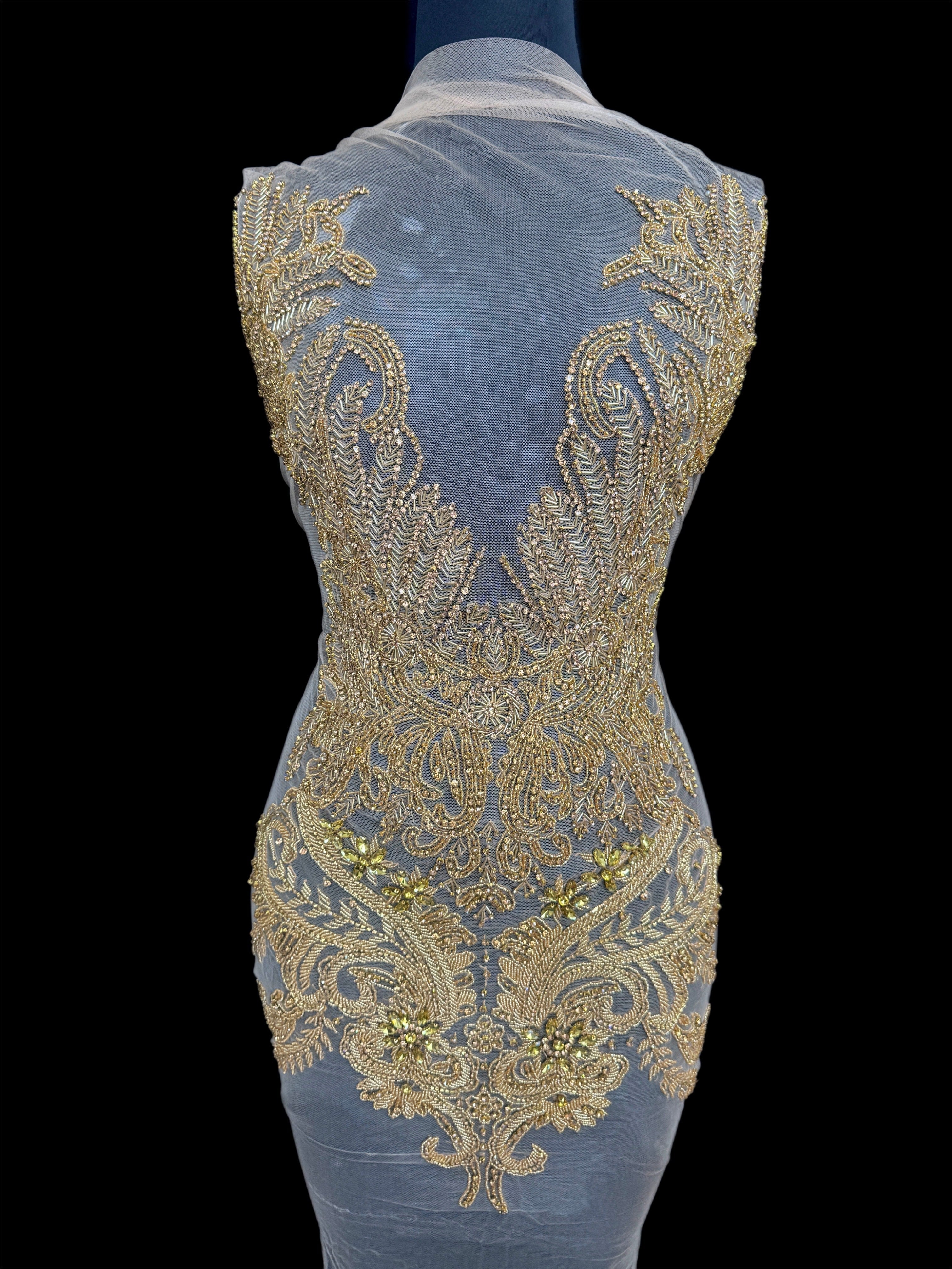 Gaby Gold Rhinestone Bodice Applique