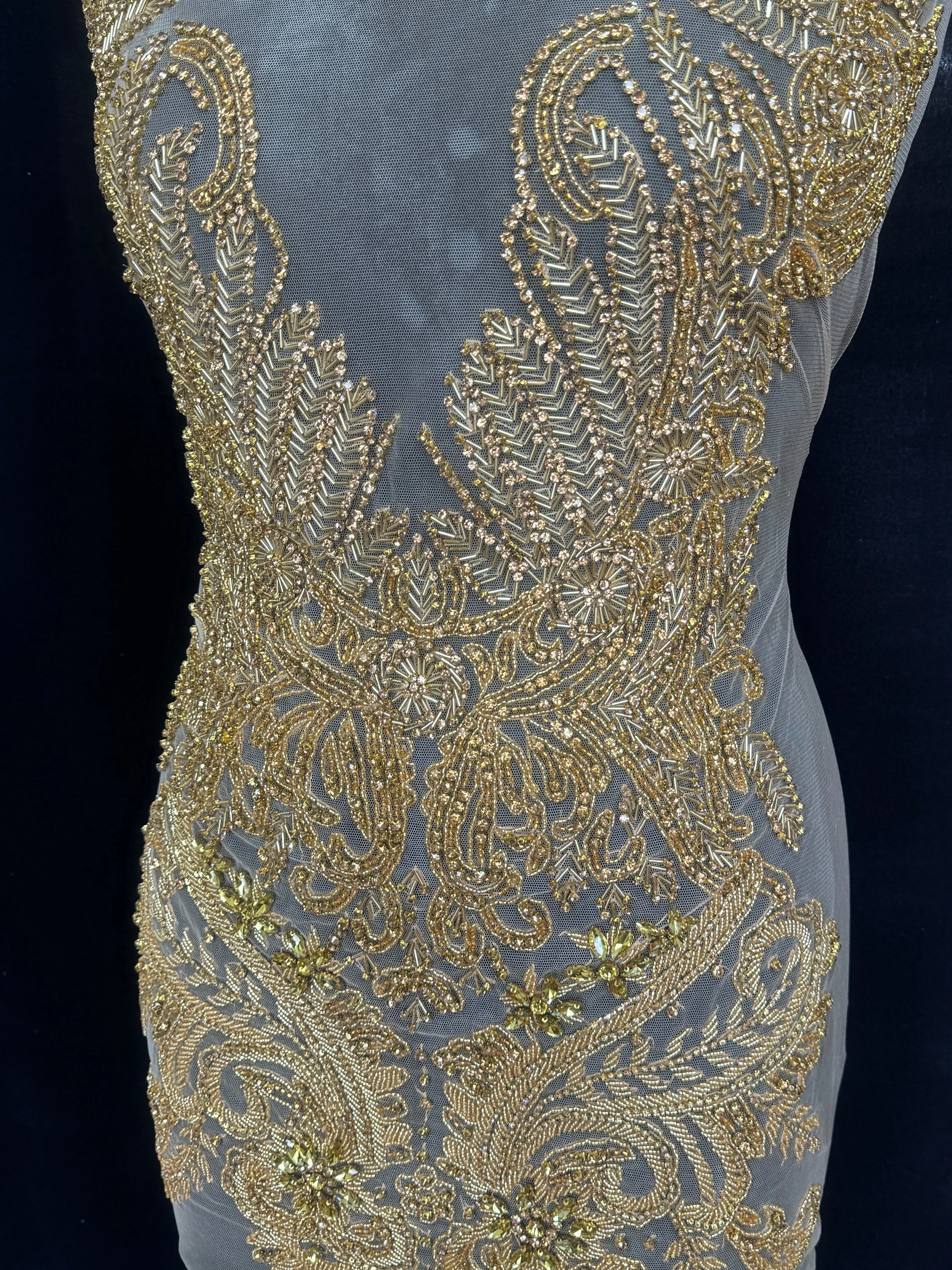 Gaby Gold Rhinestone Bodice Applique - Image 2