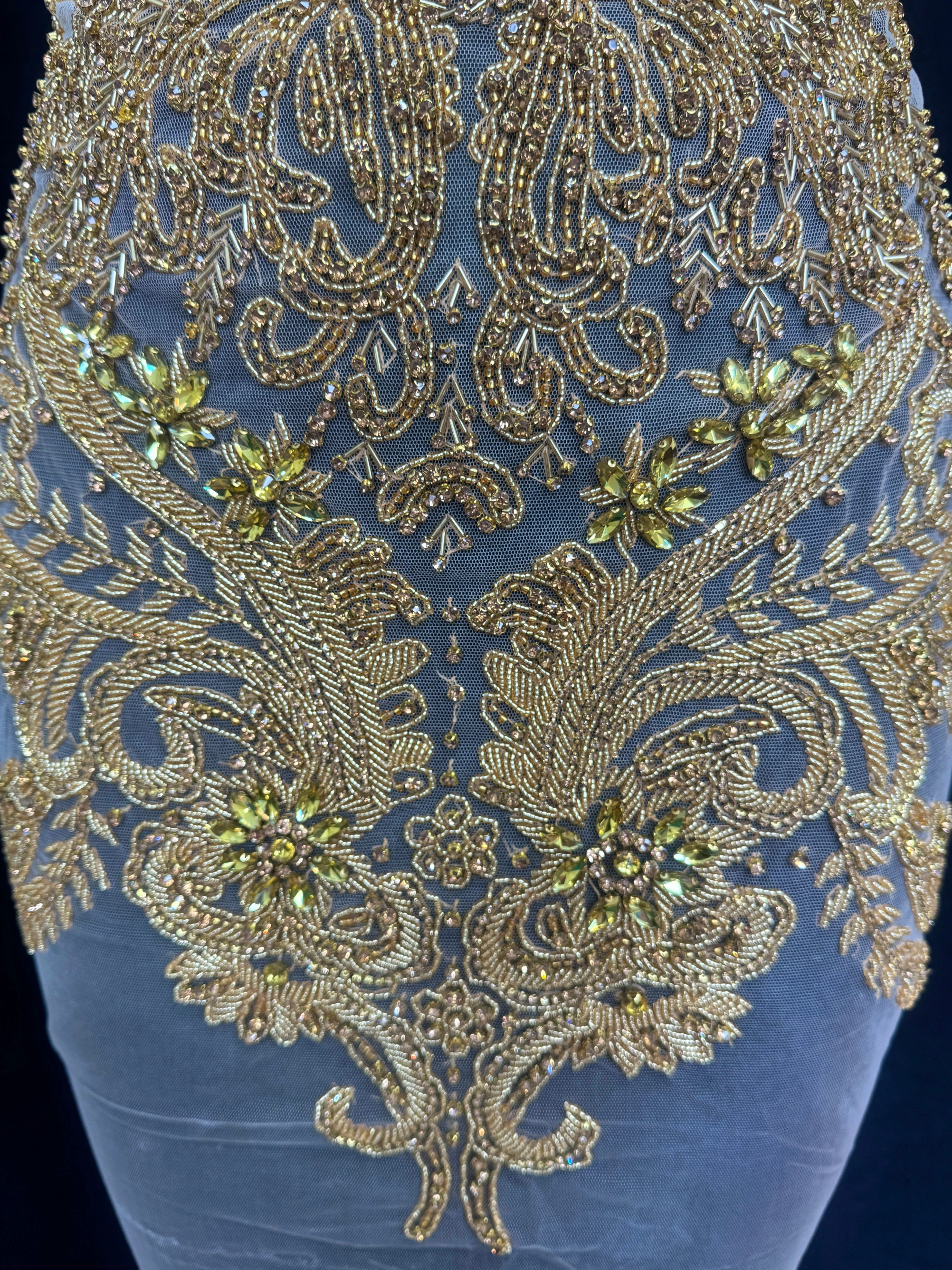 Gaby Gold Rhinestone Bodice Applique - Image 4