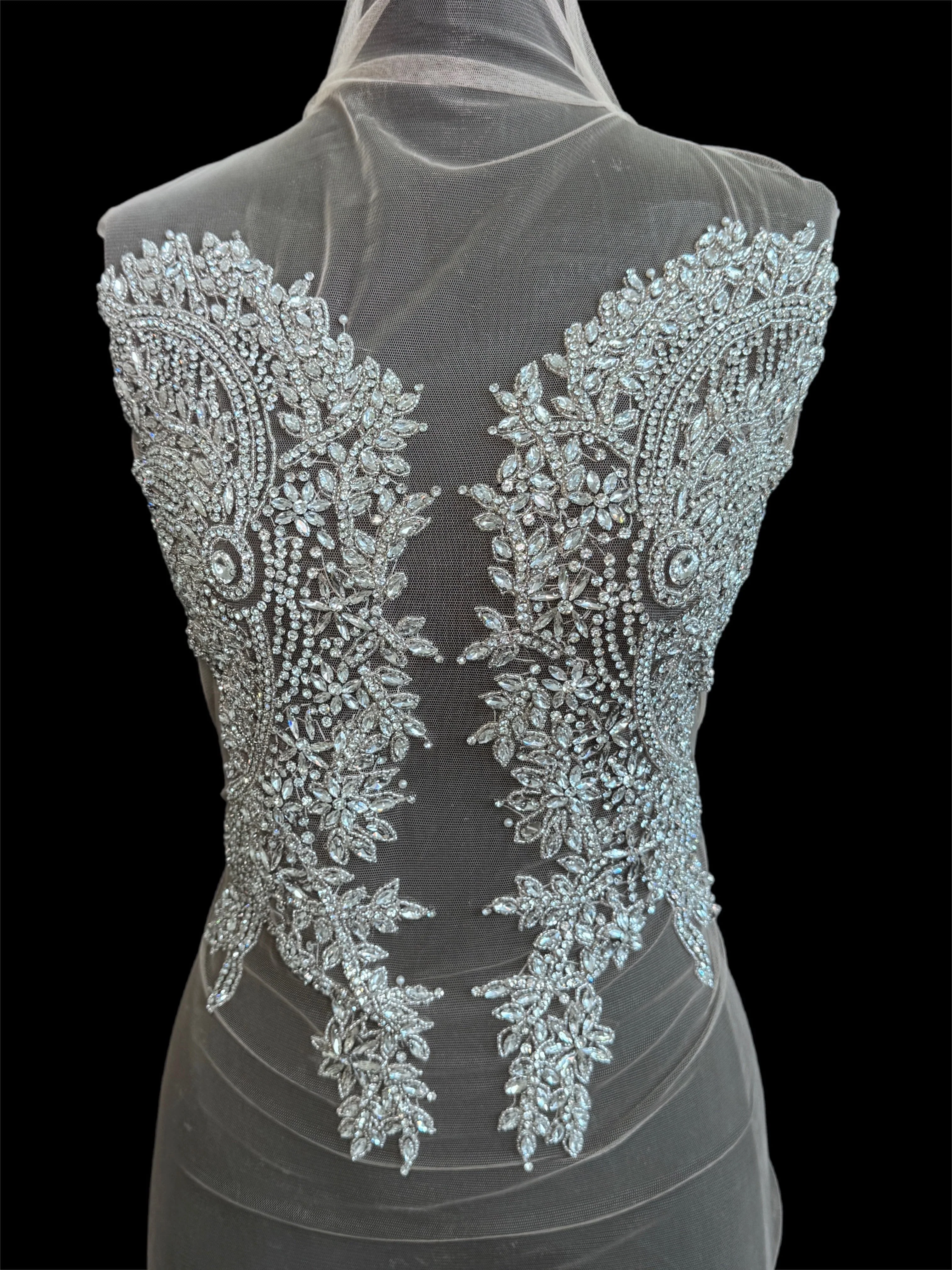 Georgia Silver Rhinestones Bodice Applique