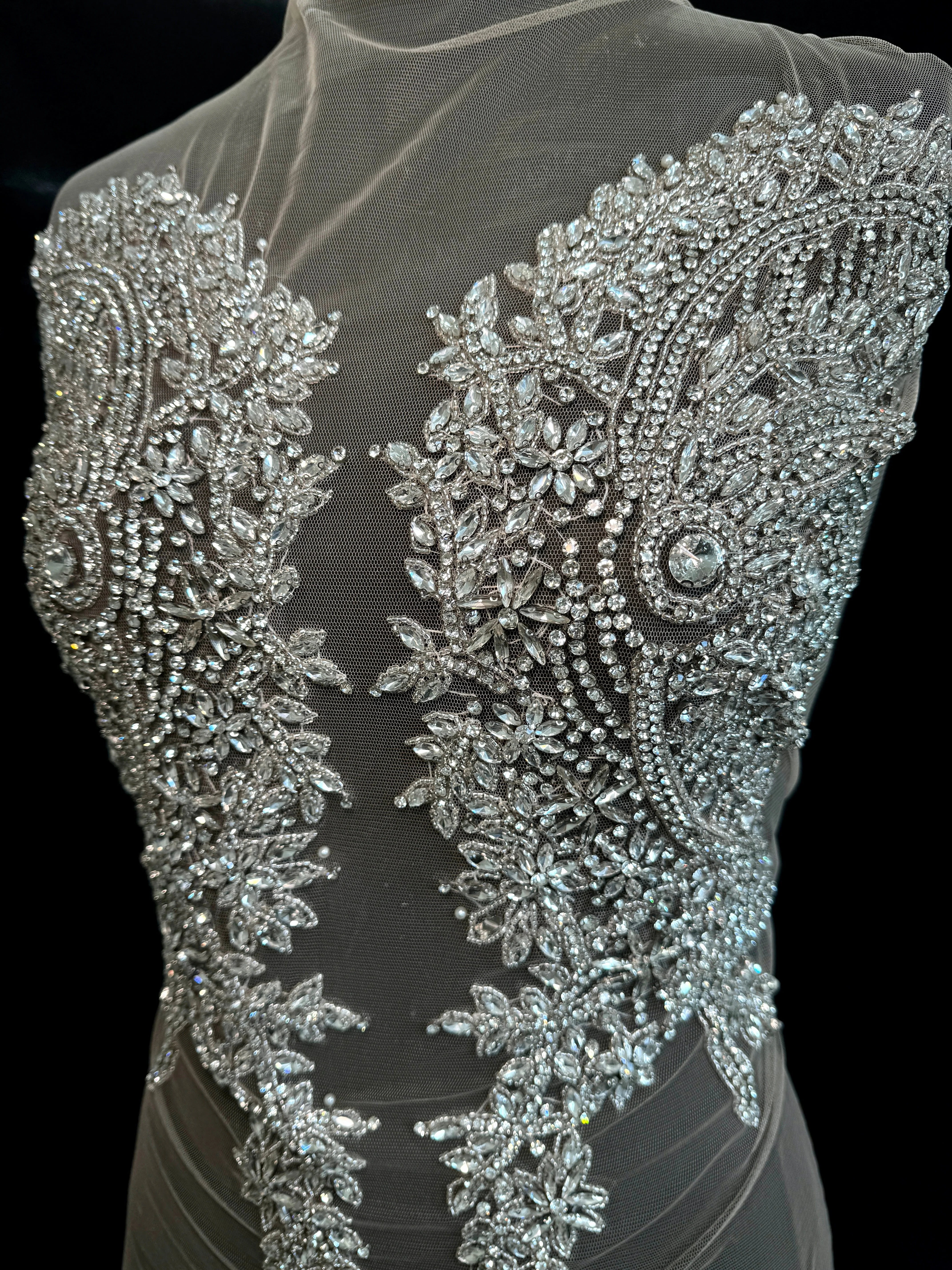 Georgia Silver Rhinestones Bodice Applique - Image 4