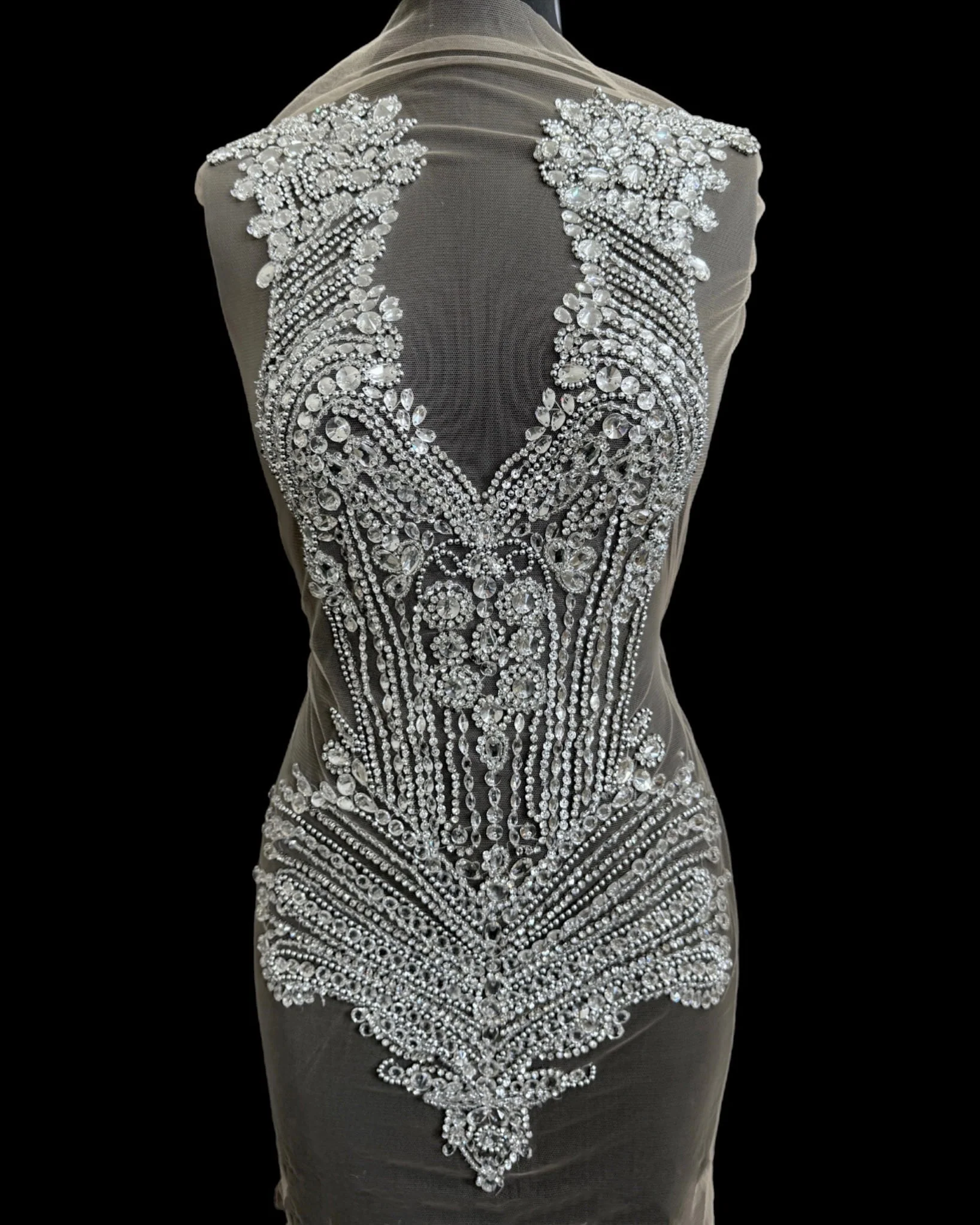 Gia Silver Rhinestones Bodice Applique