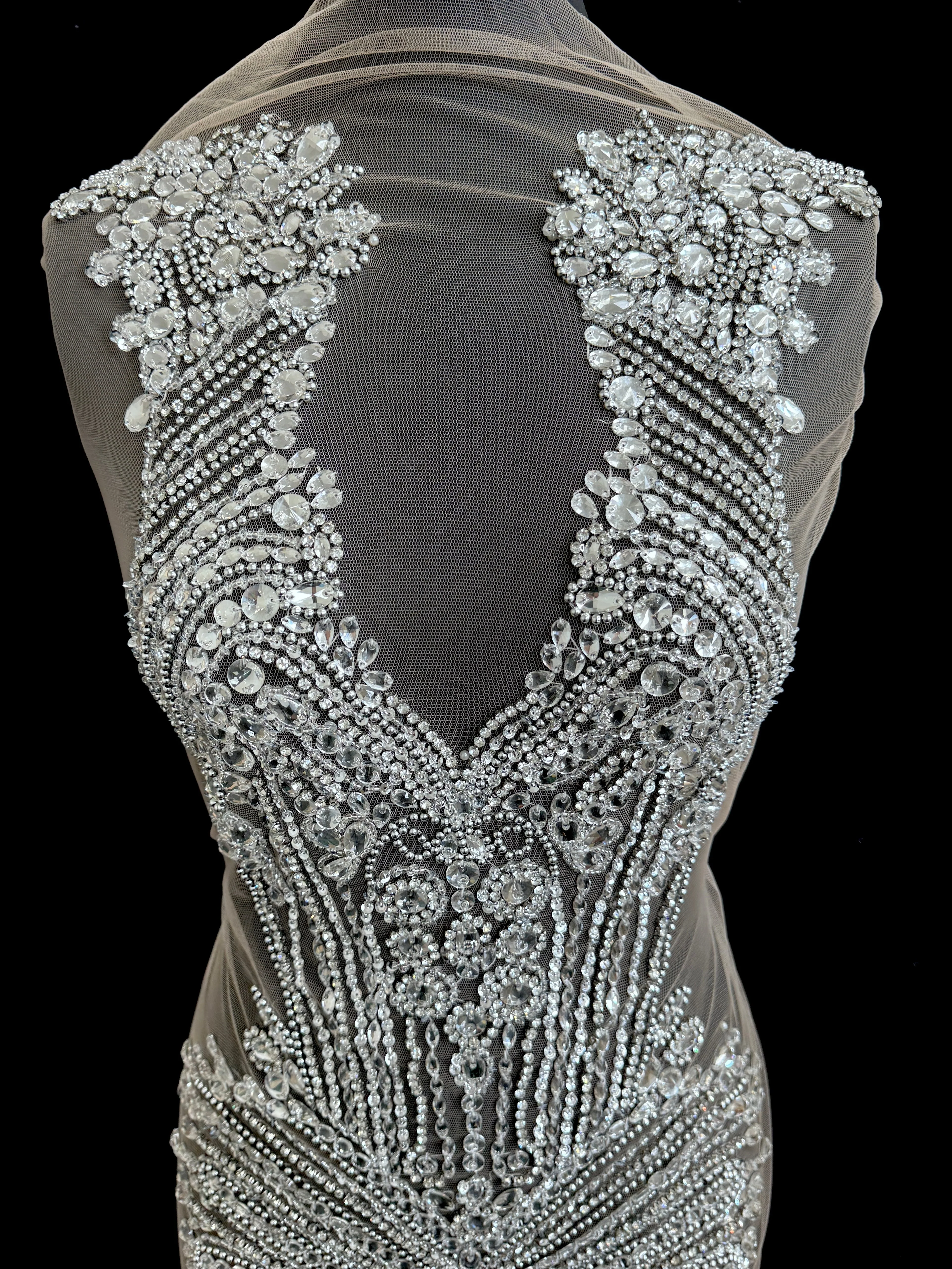Gia Silver Rhinestones Bodice Applique - Image 3