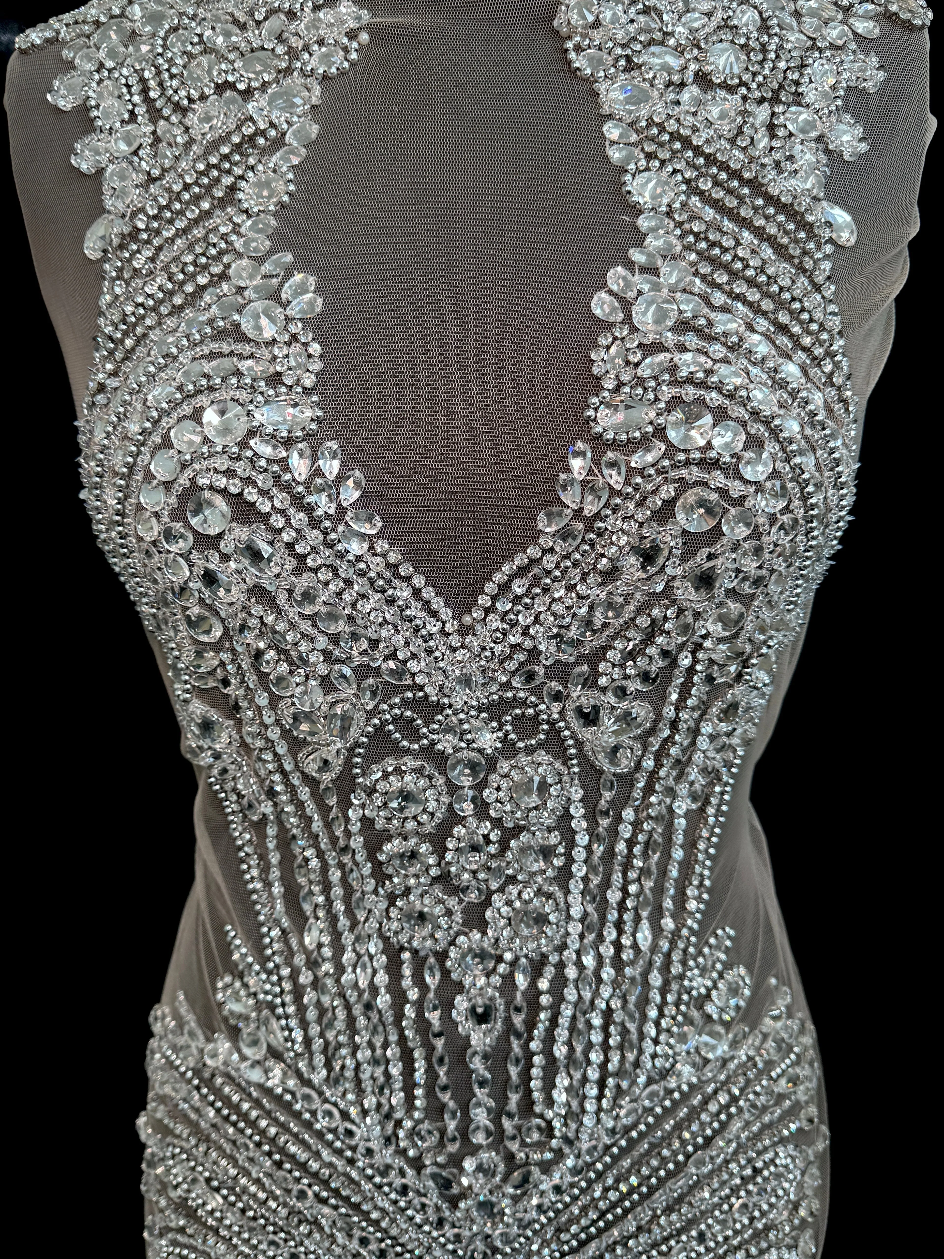 Gia Silver Rhinestones Bodice Applique - Image 5