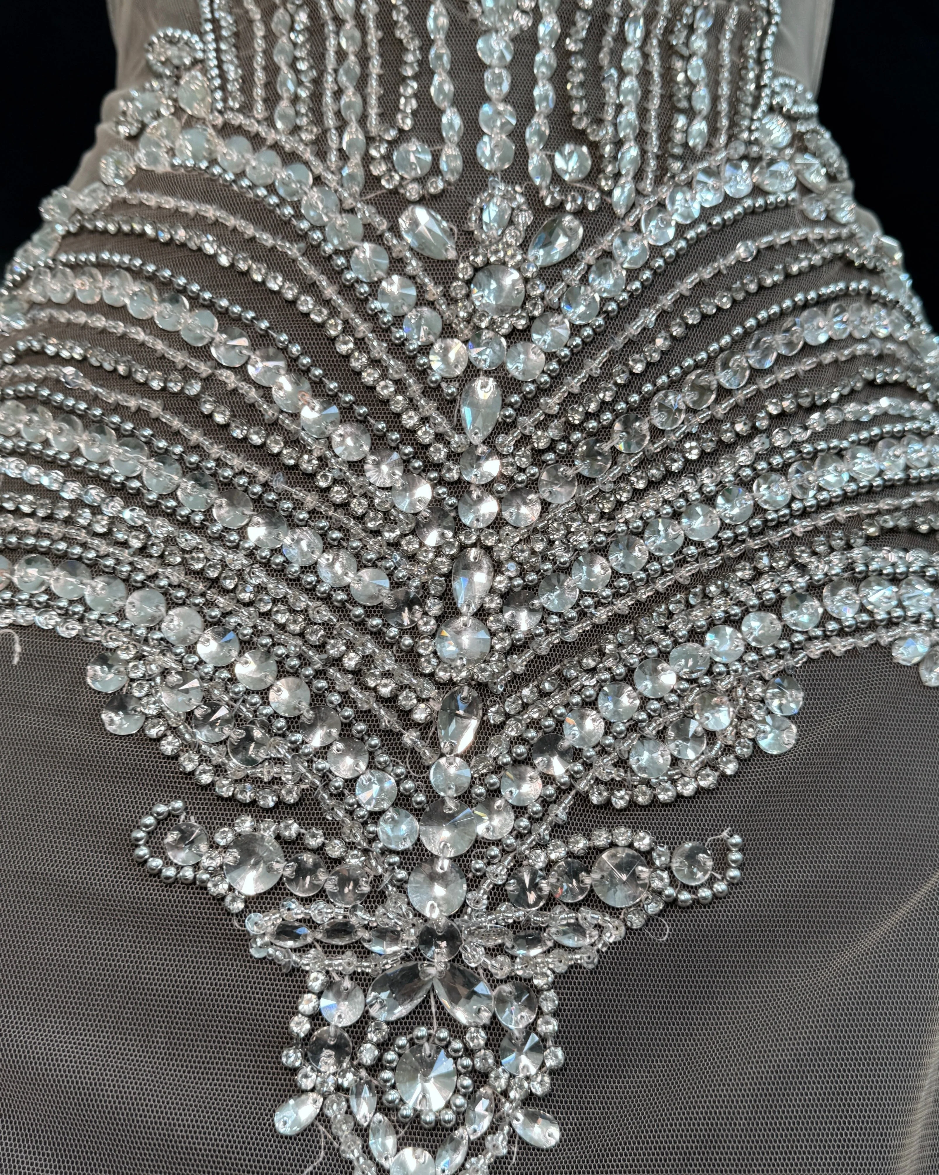 Gia Silver Rhinestones Bodice Applique - Image 7