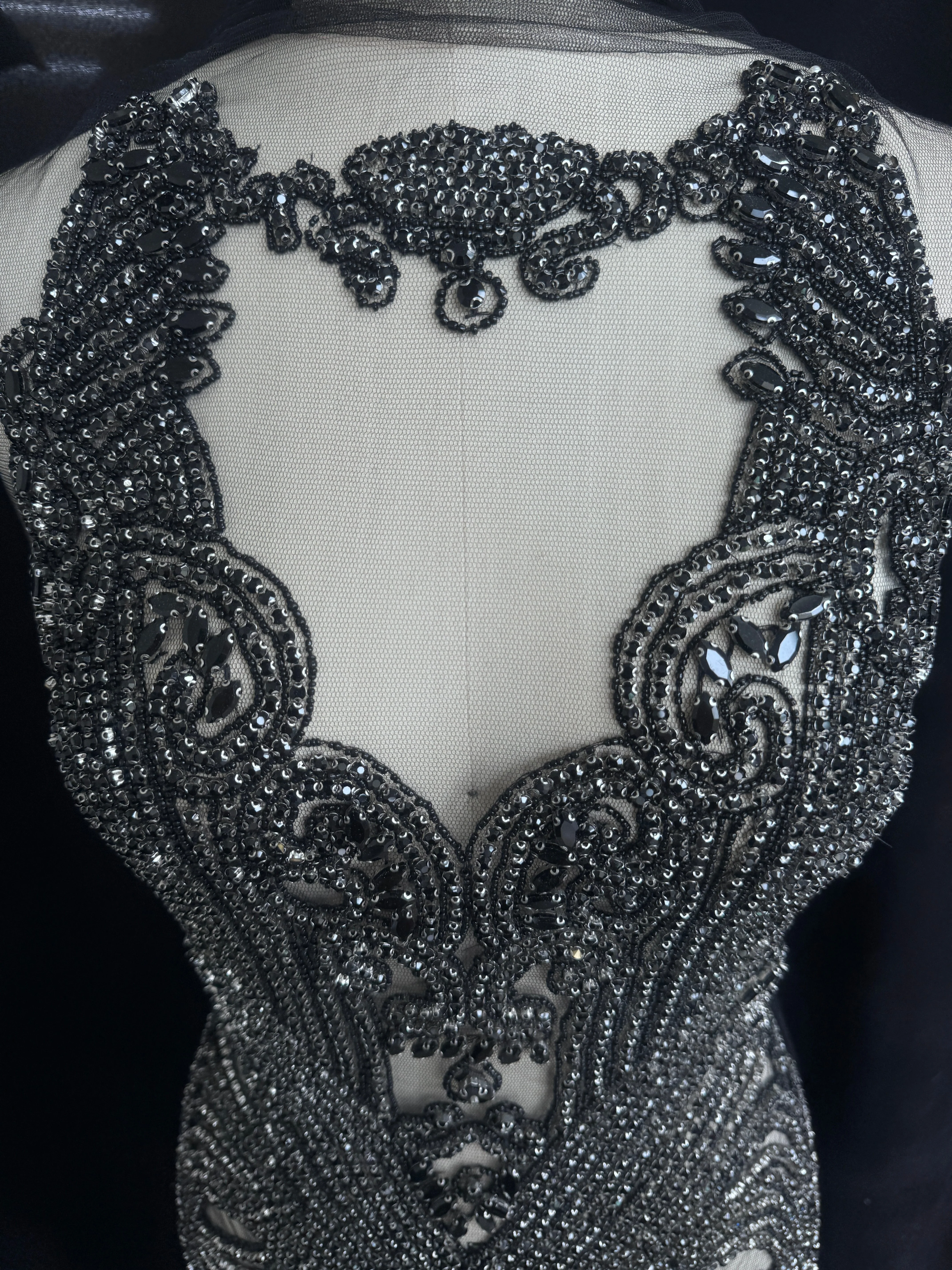 Gigi Black Rhinestone Bodice Appliqué - Image 3