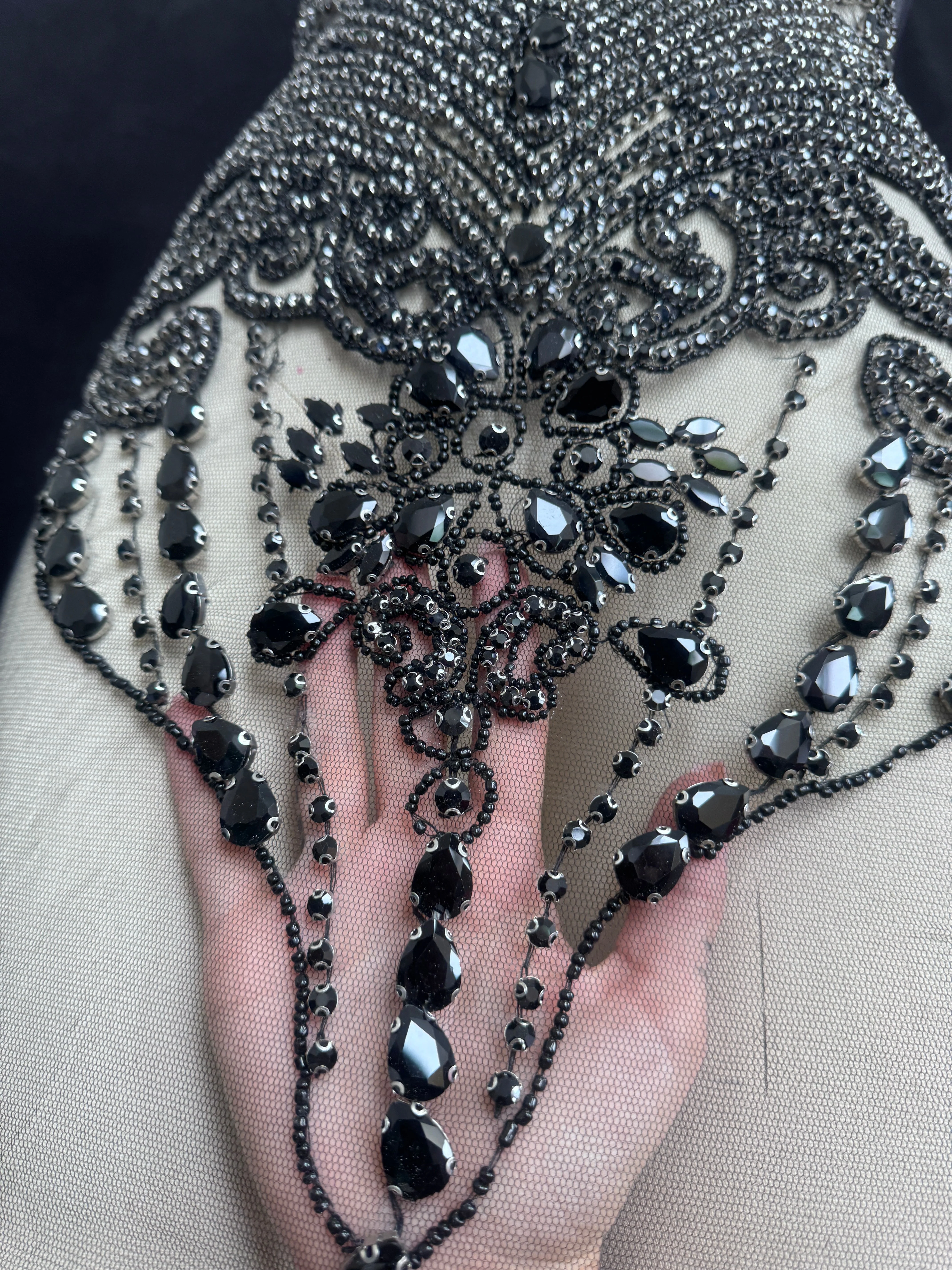 Gigi Black Rhinestone Bodice Appliqué - Image 5