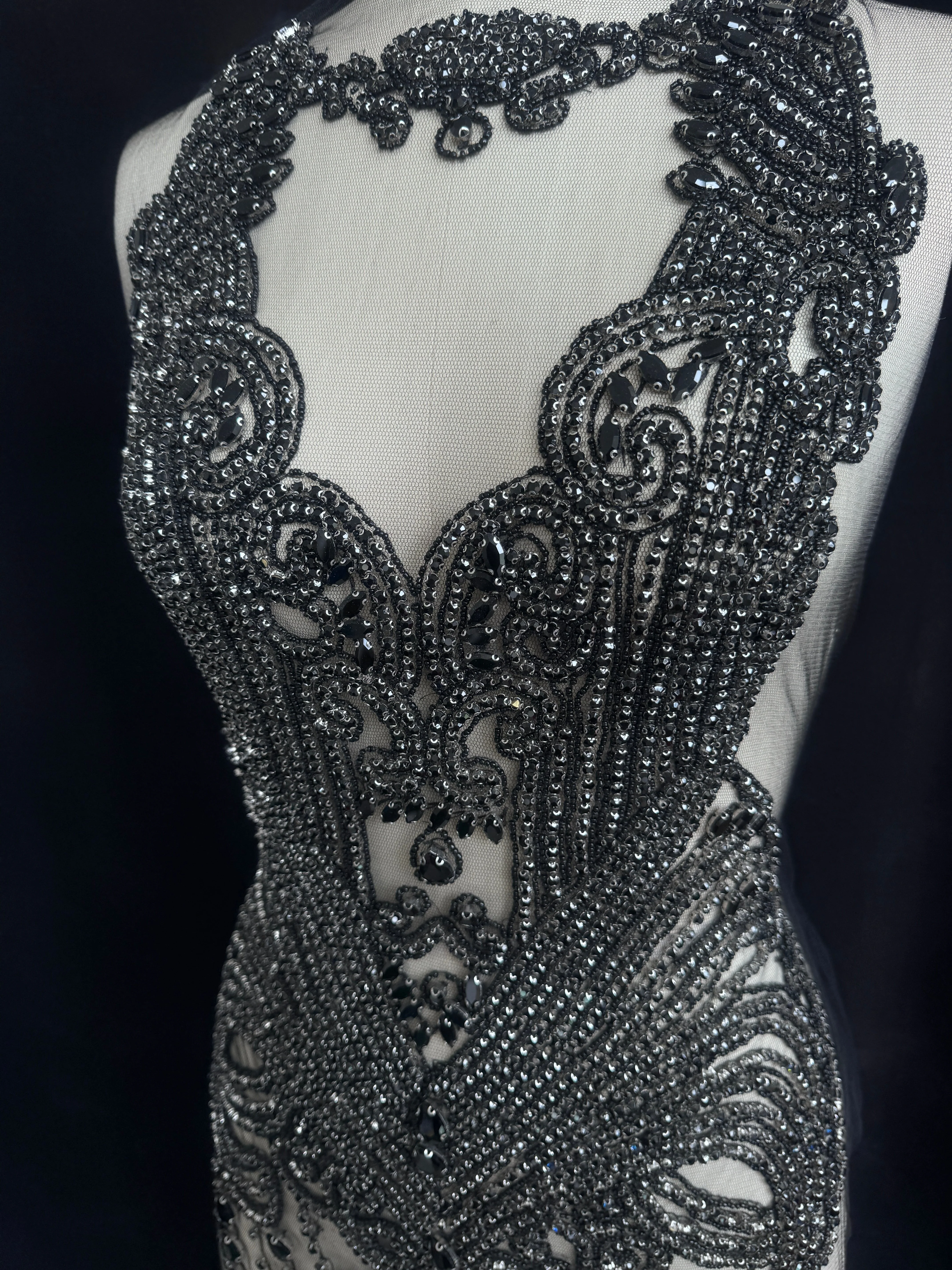 Gigi Black Rhinestone Bodice Appliqué - Image 6