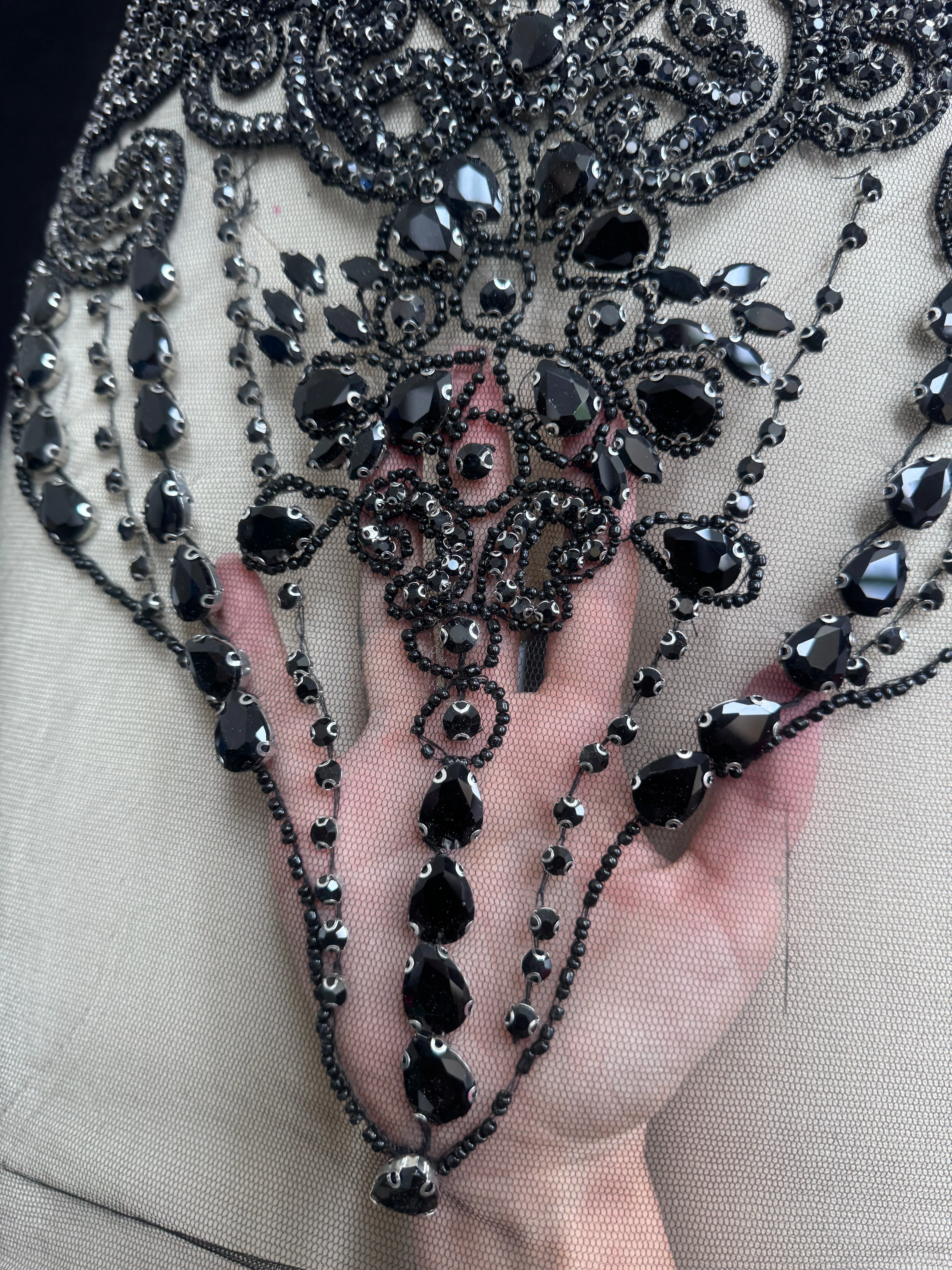 Gigi Black Rhinestone Bodice Appliqué - Image 7