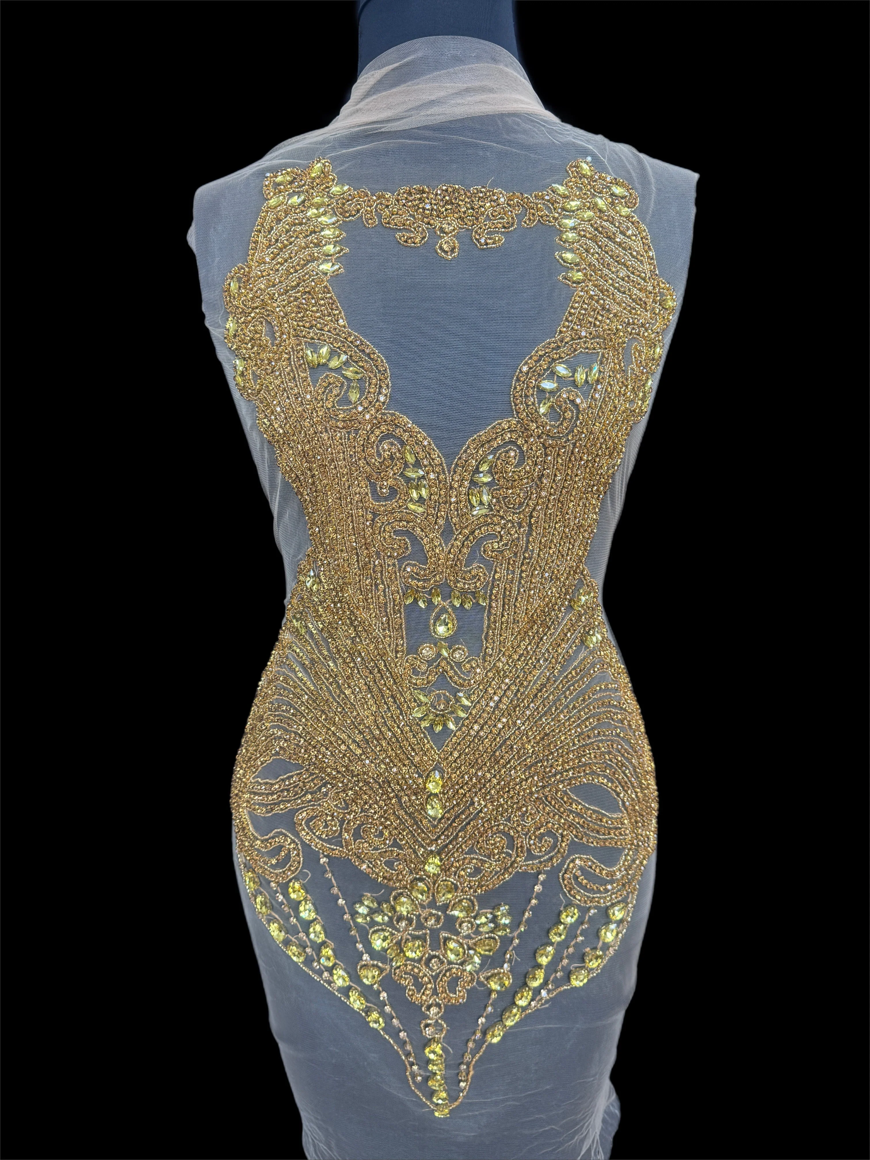 Gigi Gold Rhinestone Bodice Applique