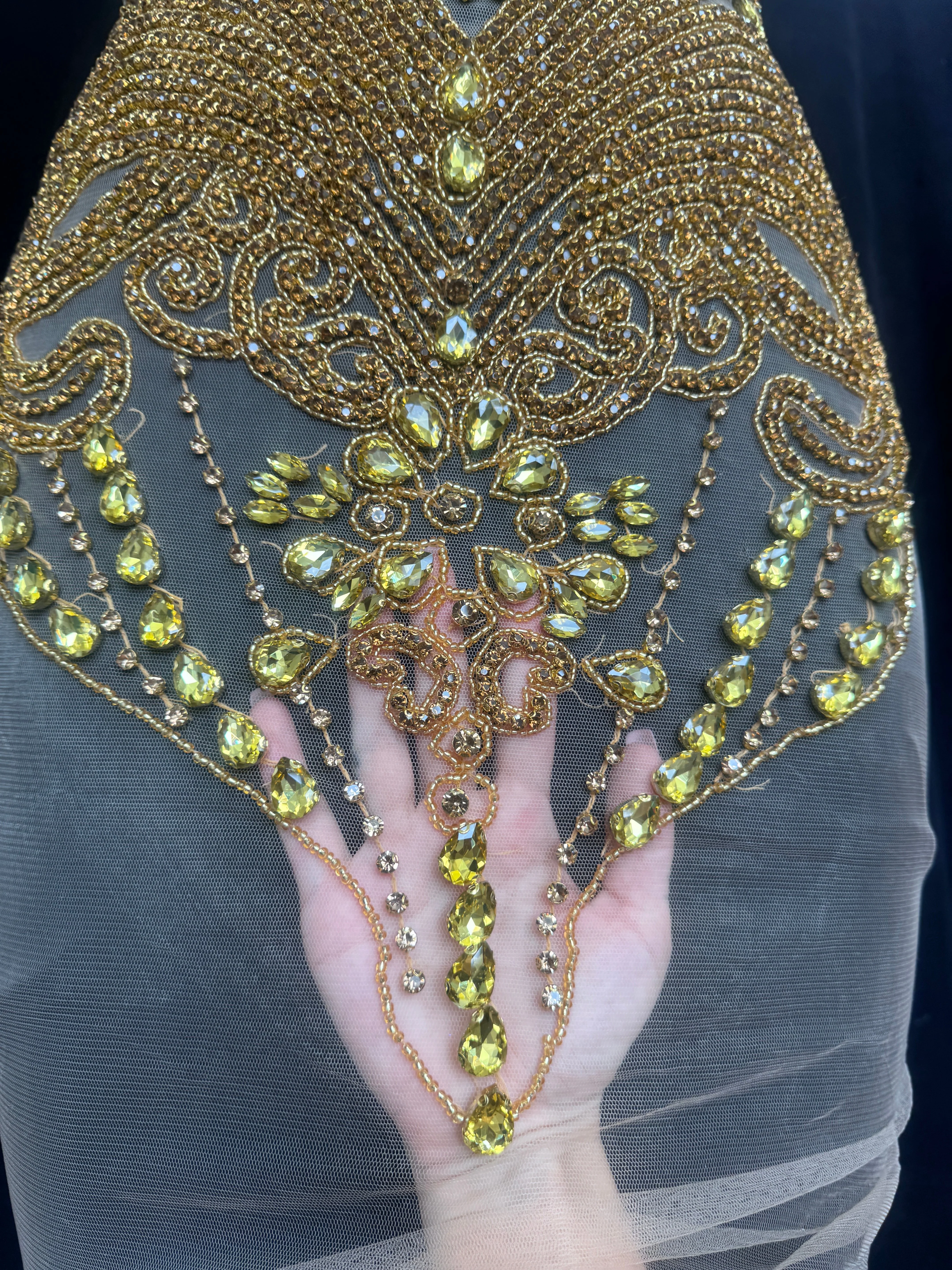Gigi Gold Rhinestone Bodice Applique - Image 3