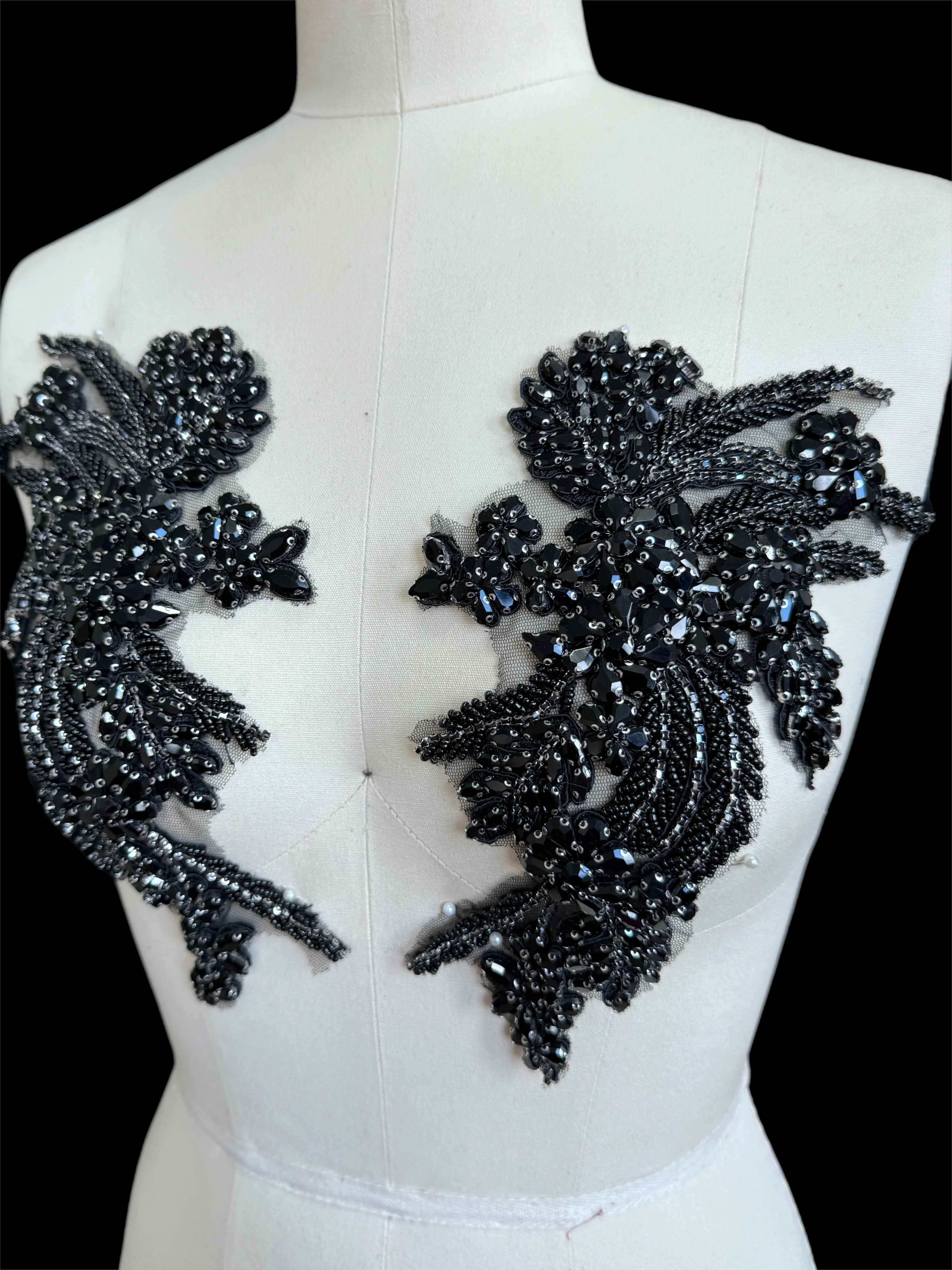 Gina Black Rhinestones Applique