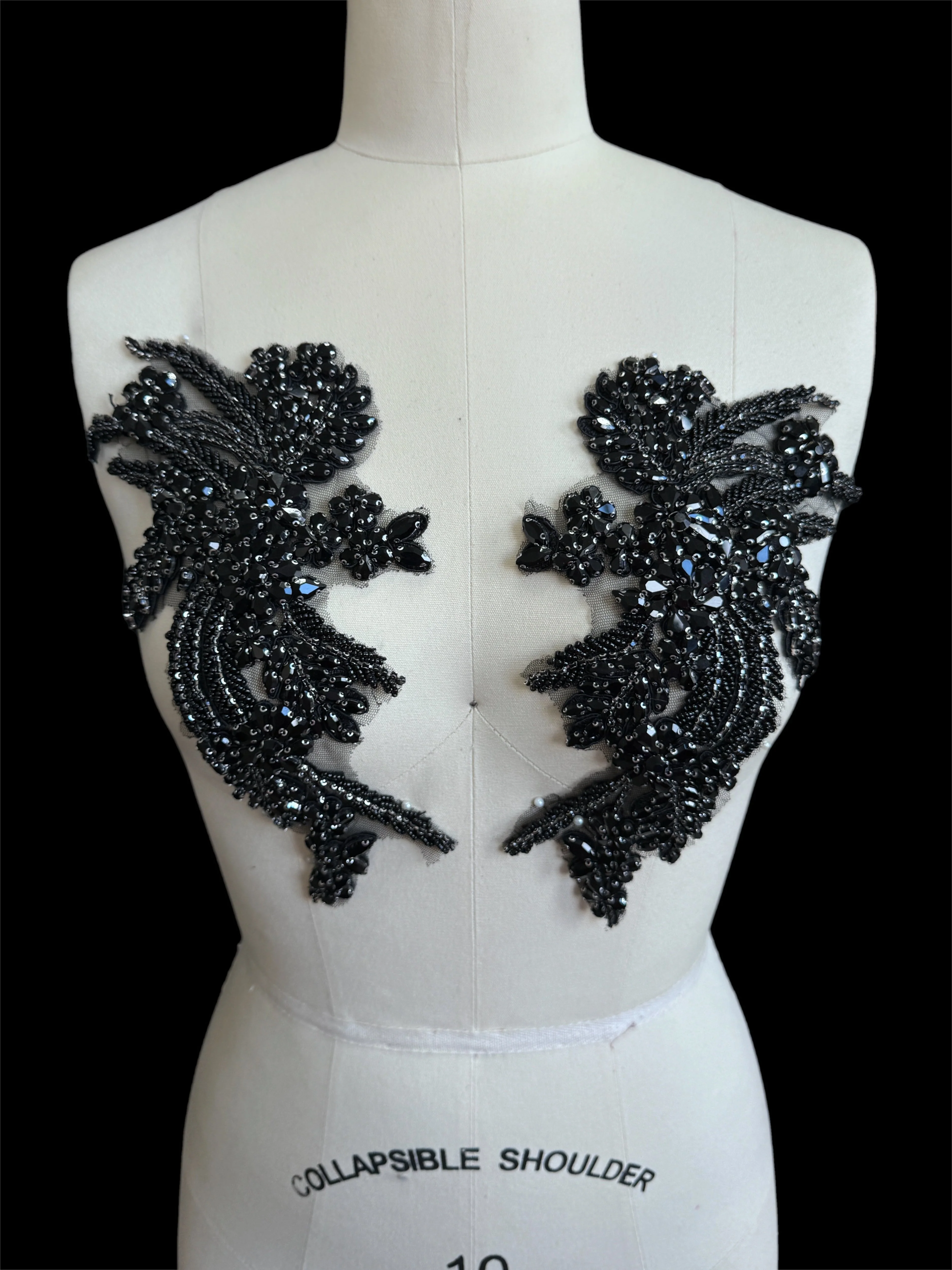 Gina Black Rhinestones Applique - Image 2