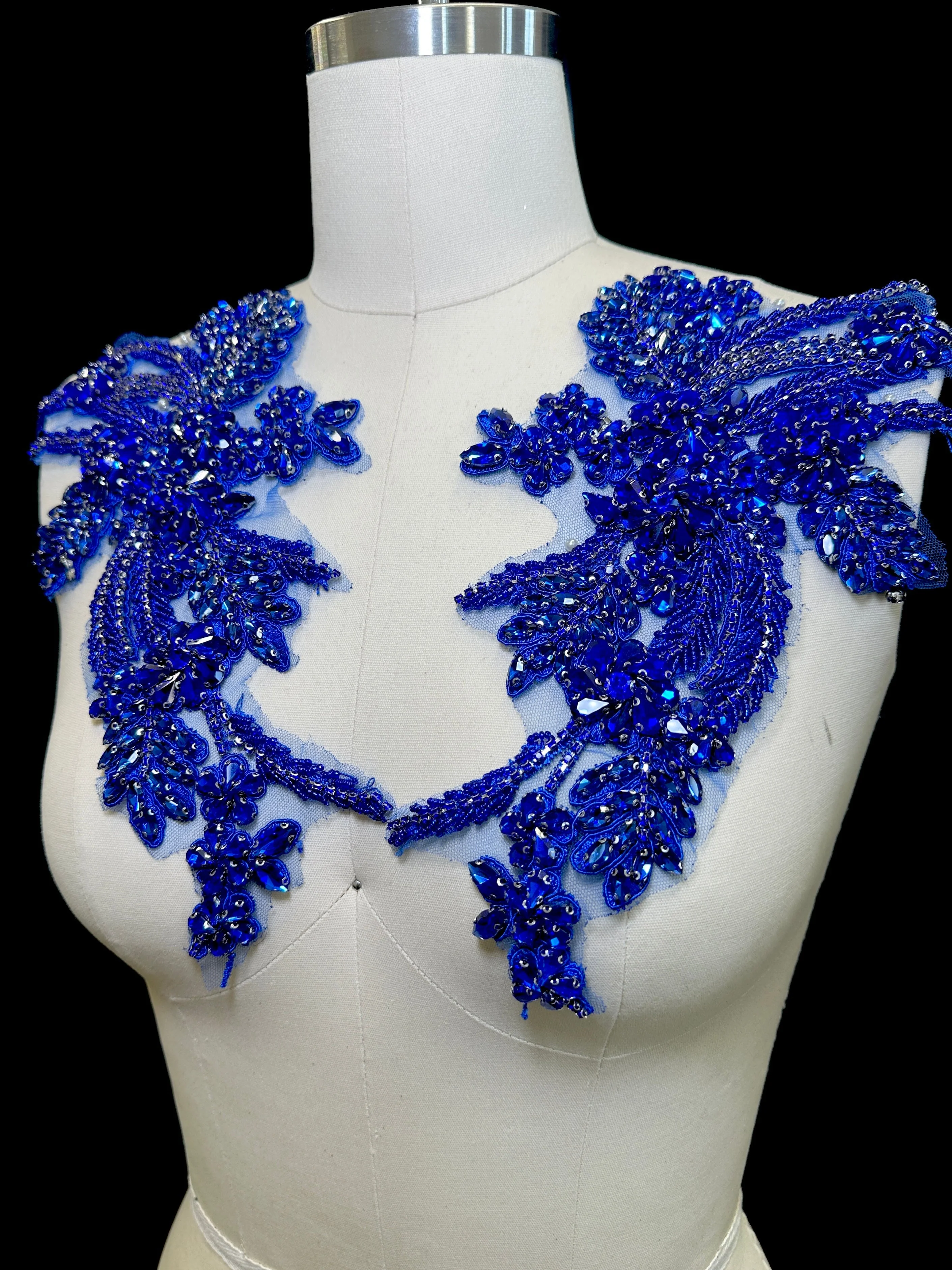 Gina Royal Blue Pair Rhinestones Applique - Image 3