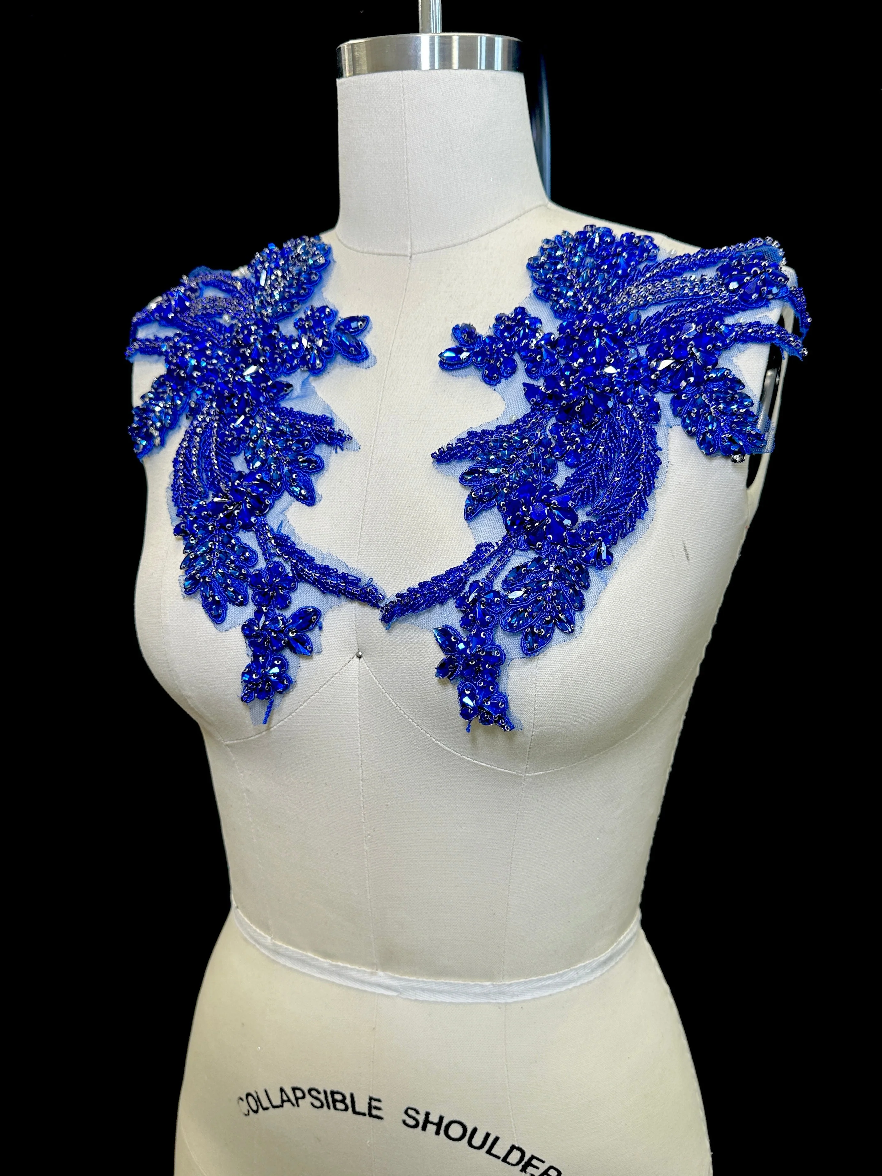 Gina Royal Blue Pair Rhinestones Applique - Image 4