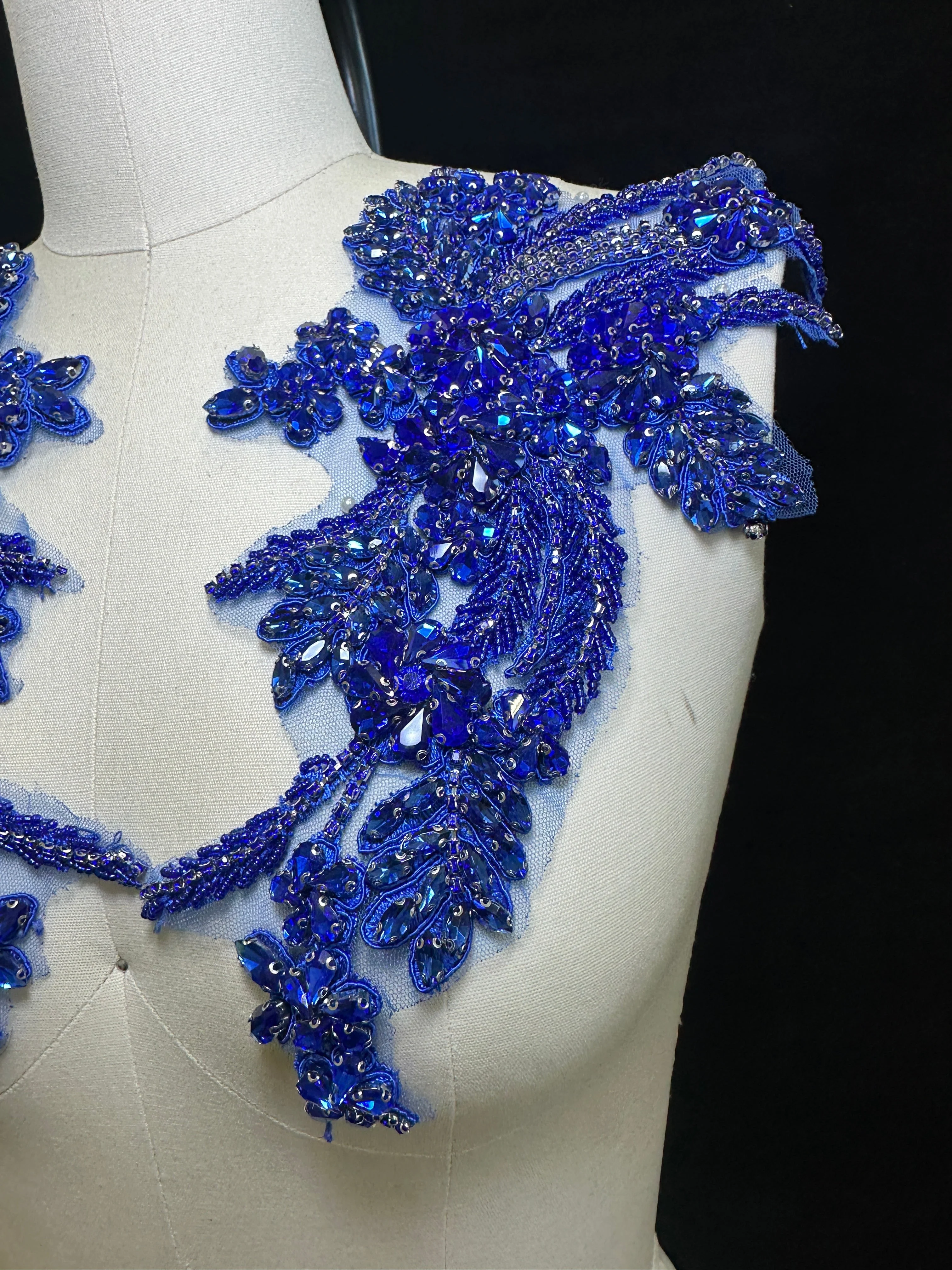 Gina Royal Blue Pair Rhinestones Applique - Image 5