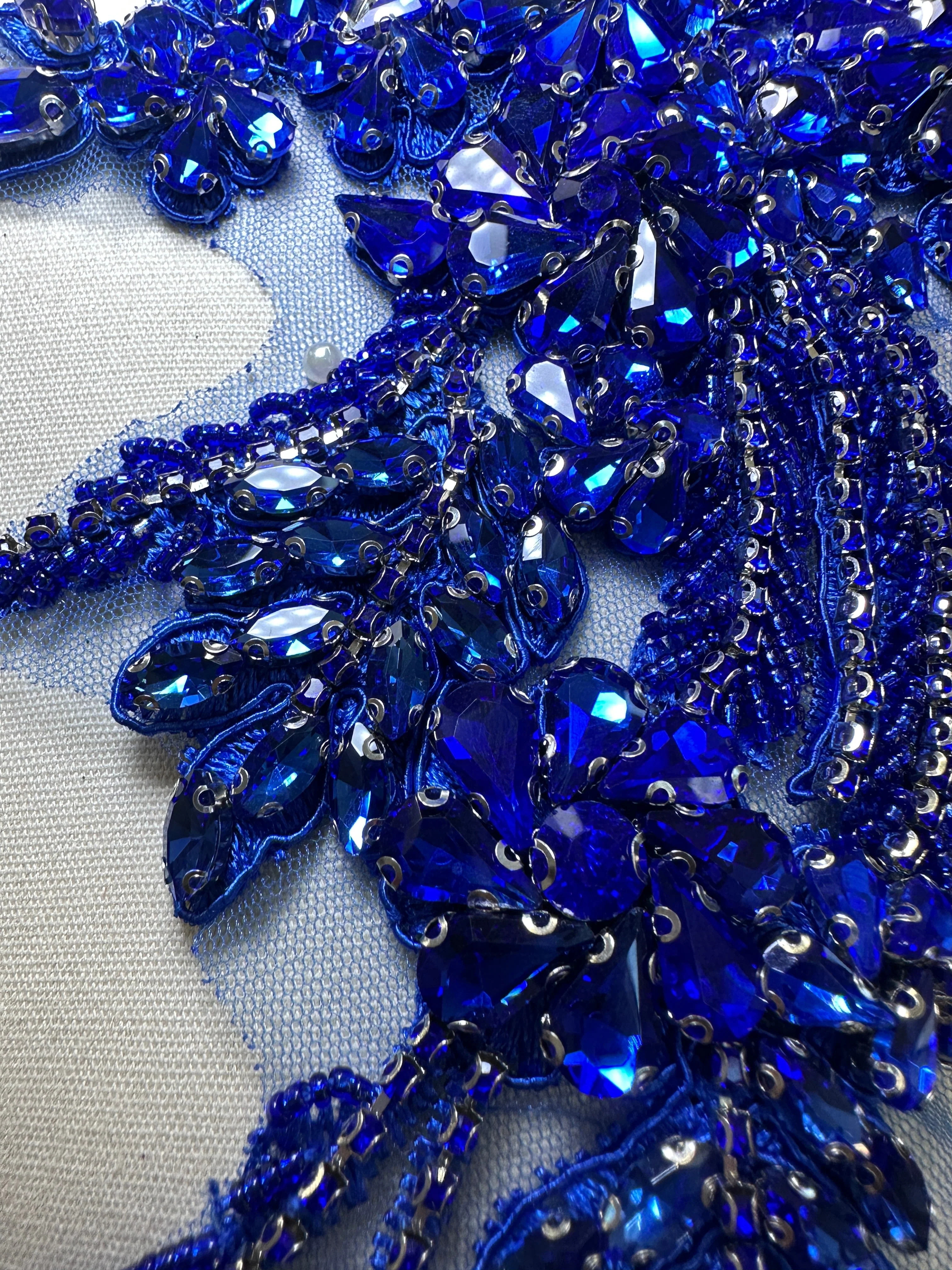 Gina Royal Blue Pair Rhinestones Applique - Image 6