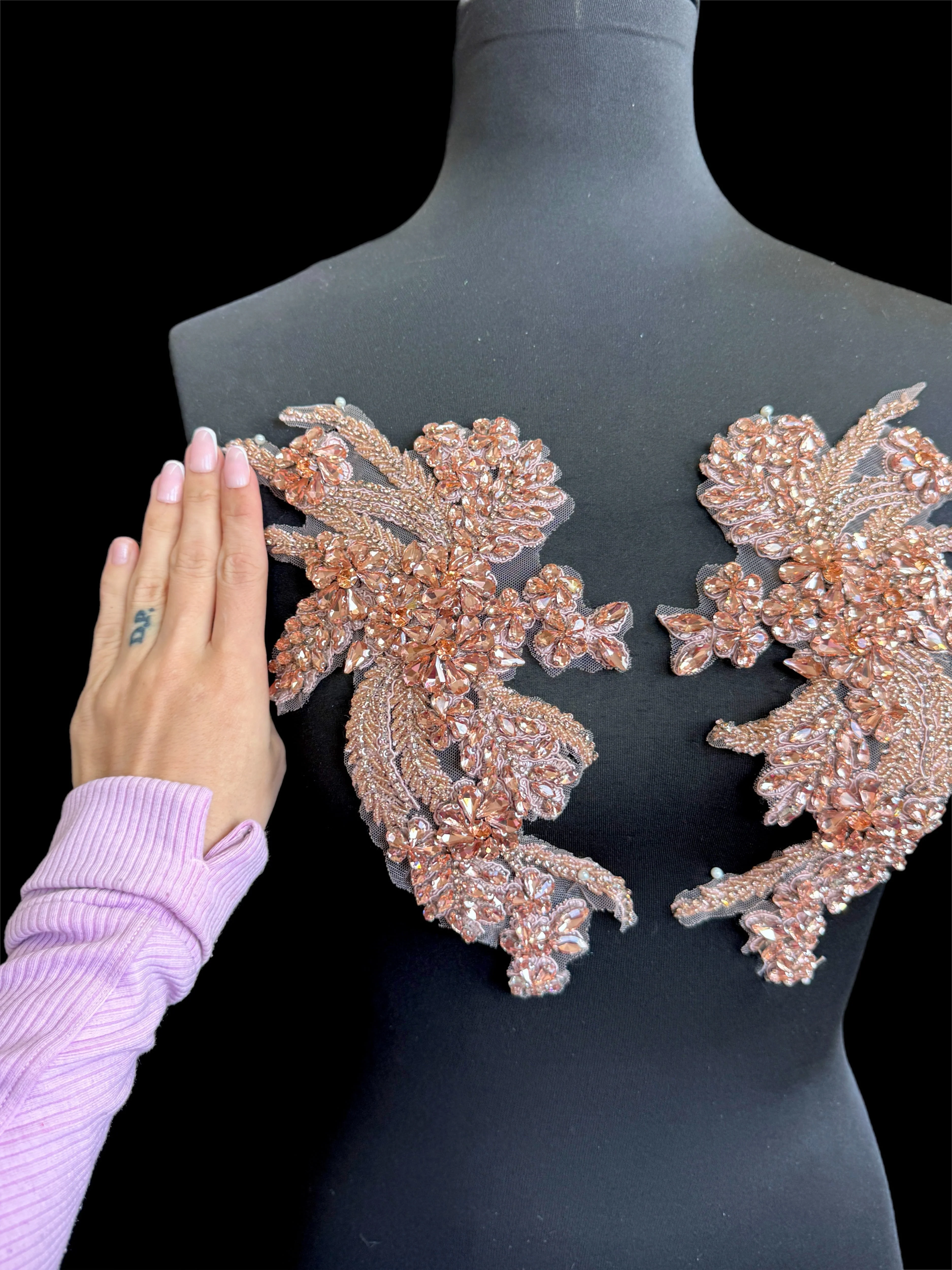 Gina Blush Pink Rhinestones Applique - Image 2