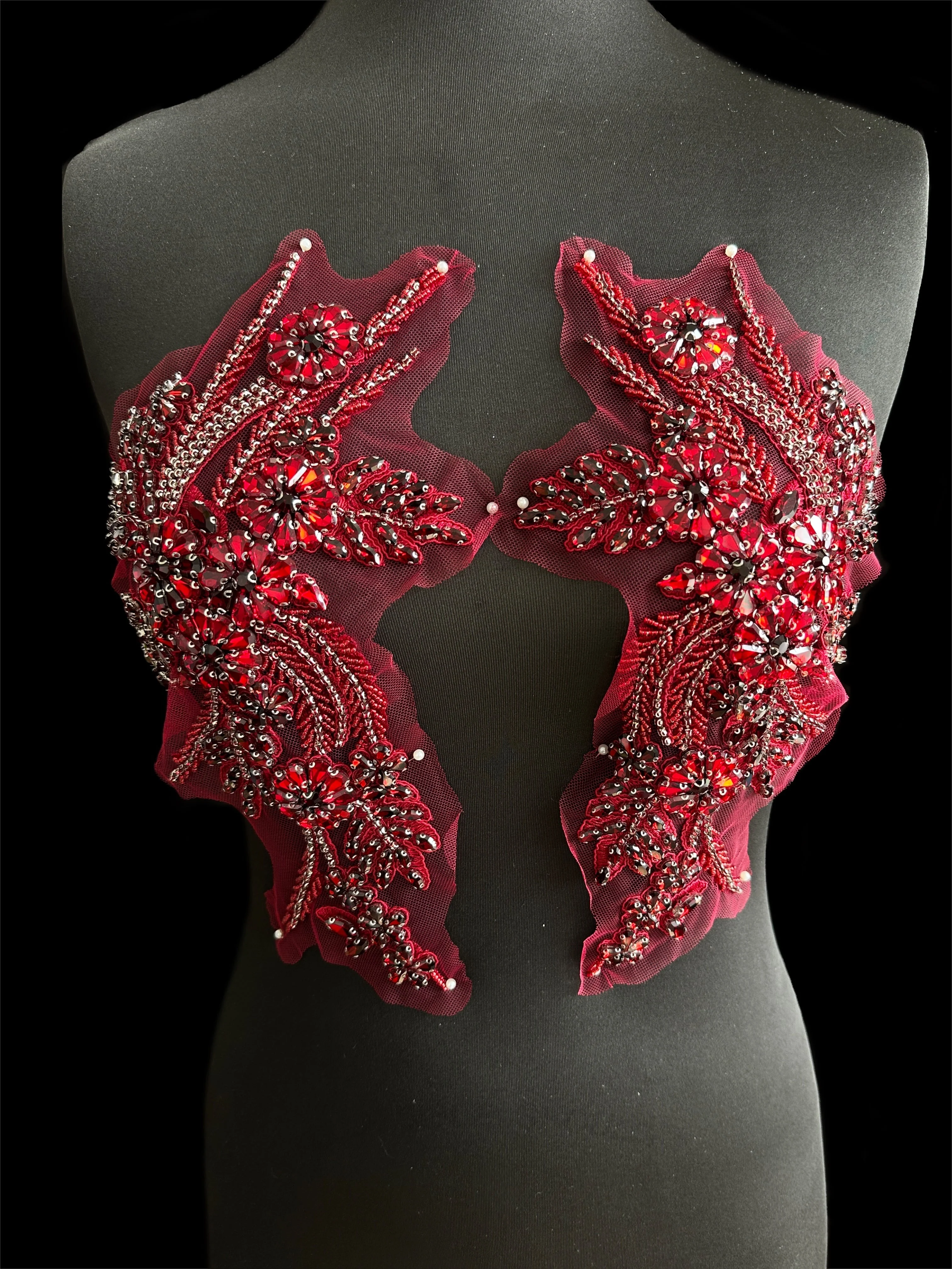 Gina Burgundy Rhinestone Applique