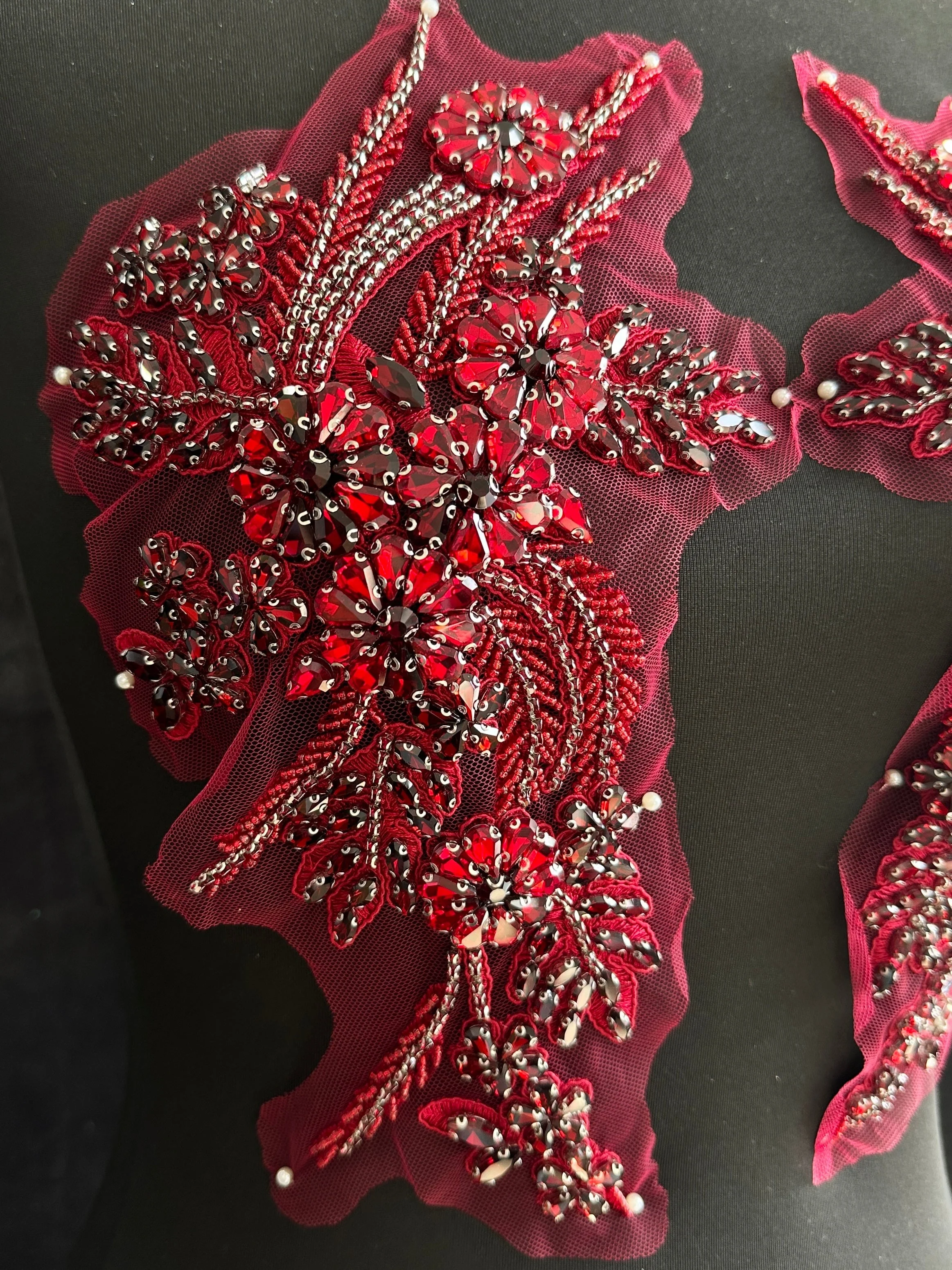 Gina Burgundy Rhinestone Applique - Image 2