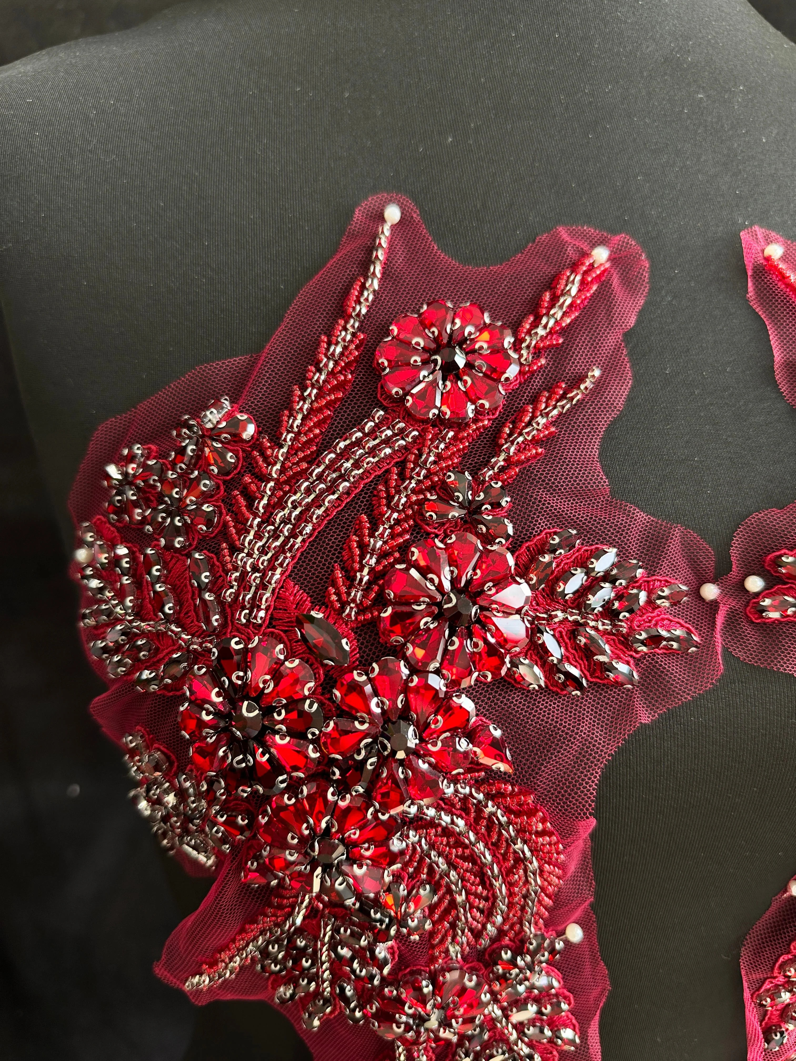 Gina Burgundy Rhinestone Applique - Image 3