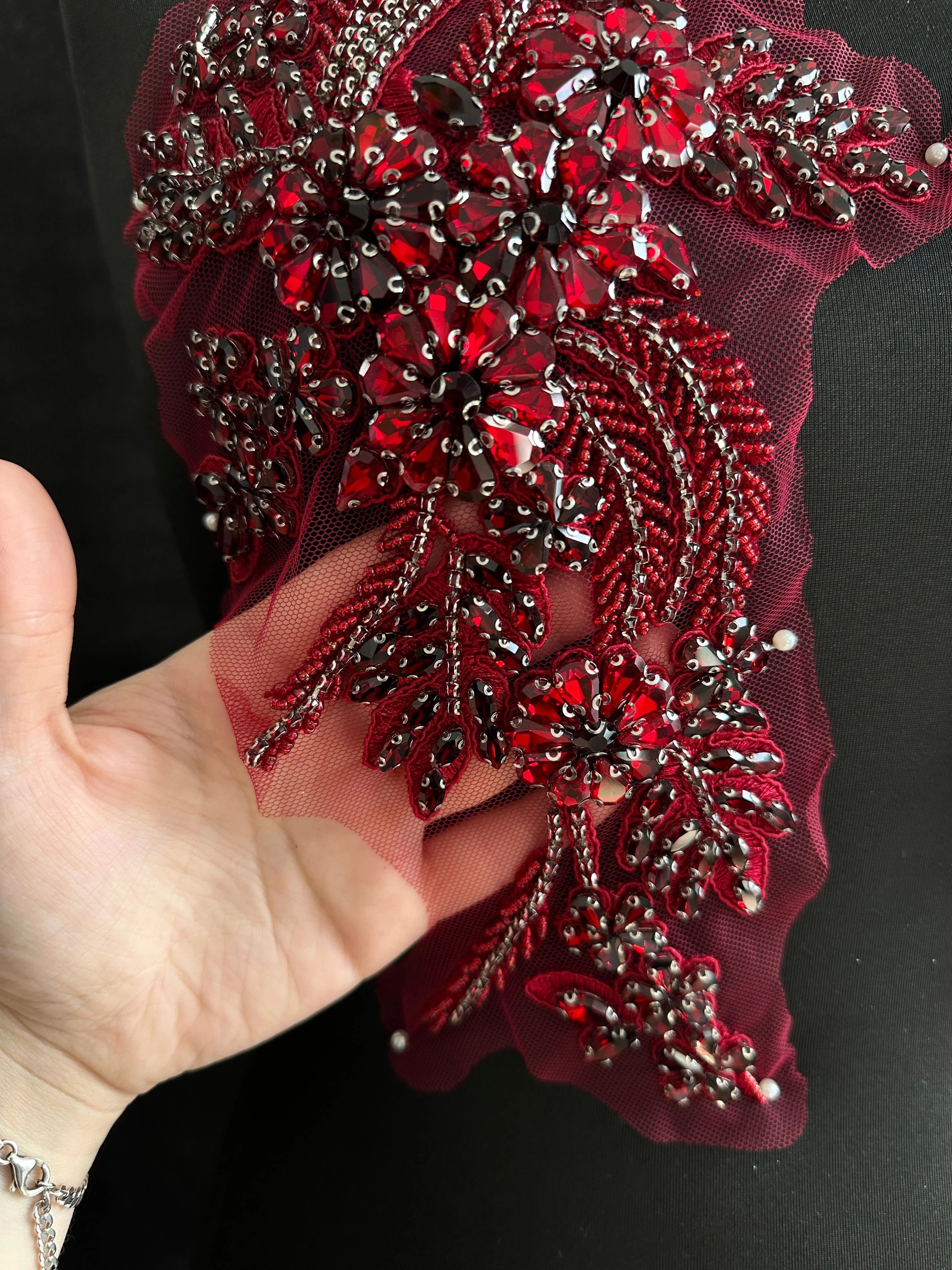 Gina Burgundy Rhinestone Applique - Image 4