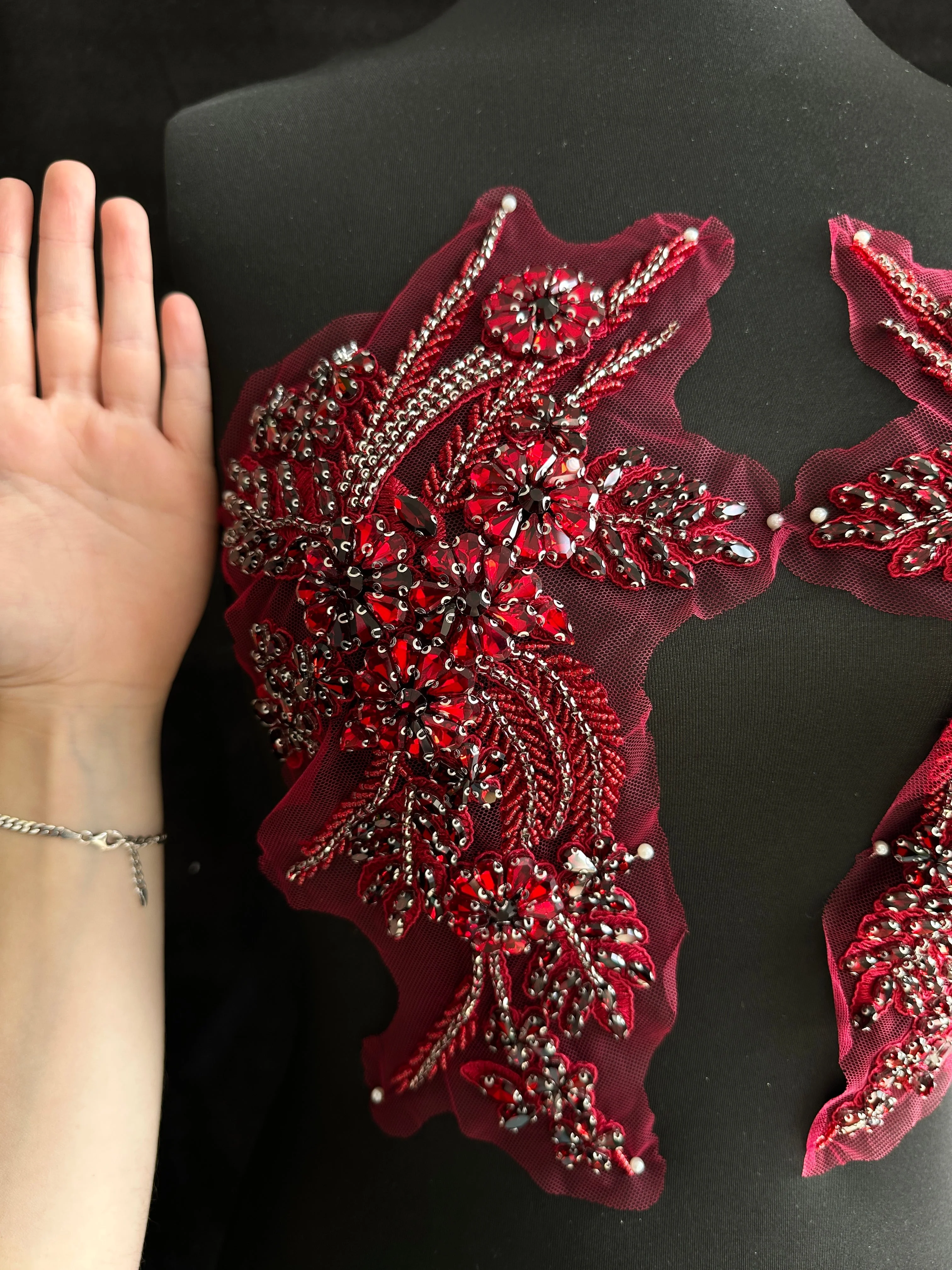 Gina Burgundy Rhinestone Applique - Image 6