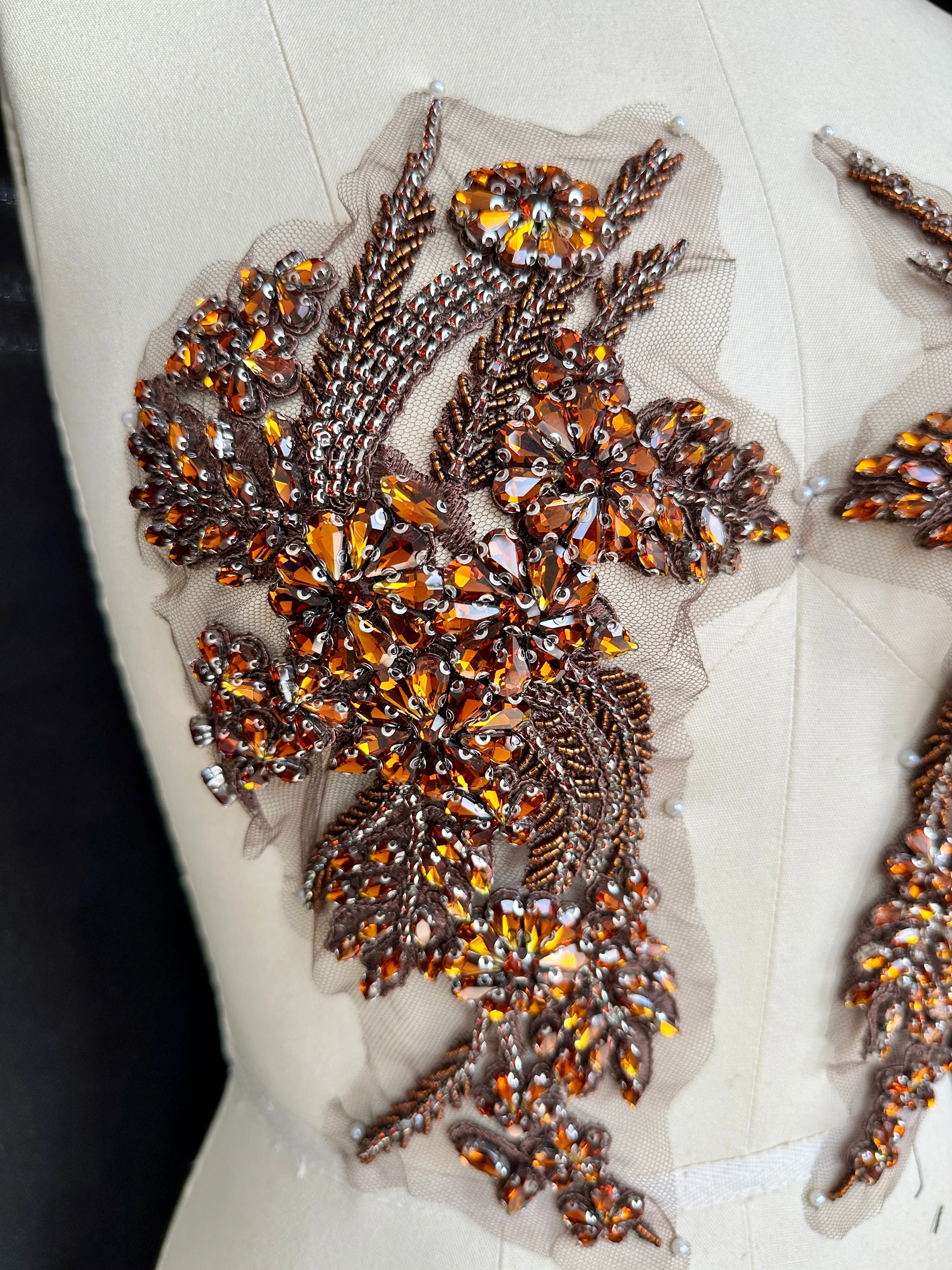 Gina Chocolate Rust Rhinestone Applique - Image 2