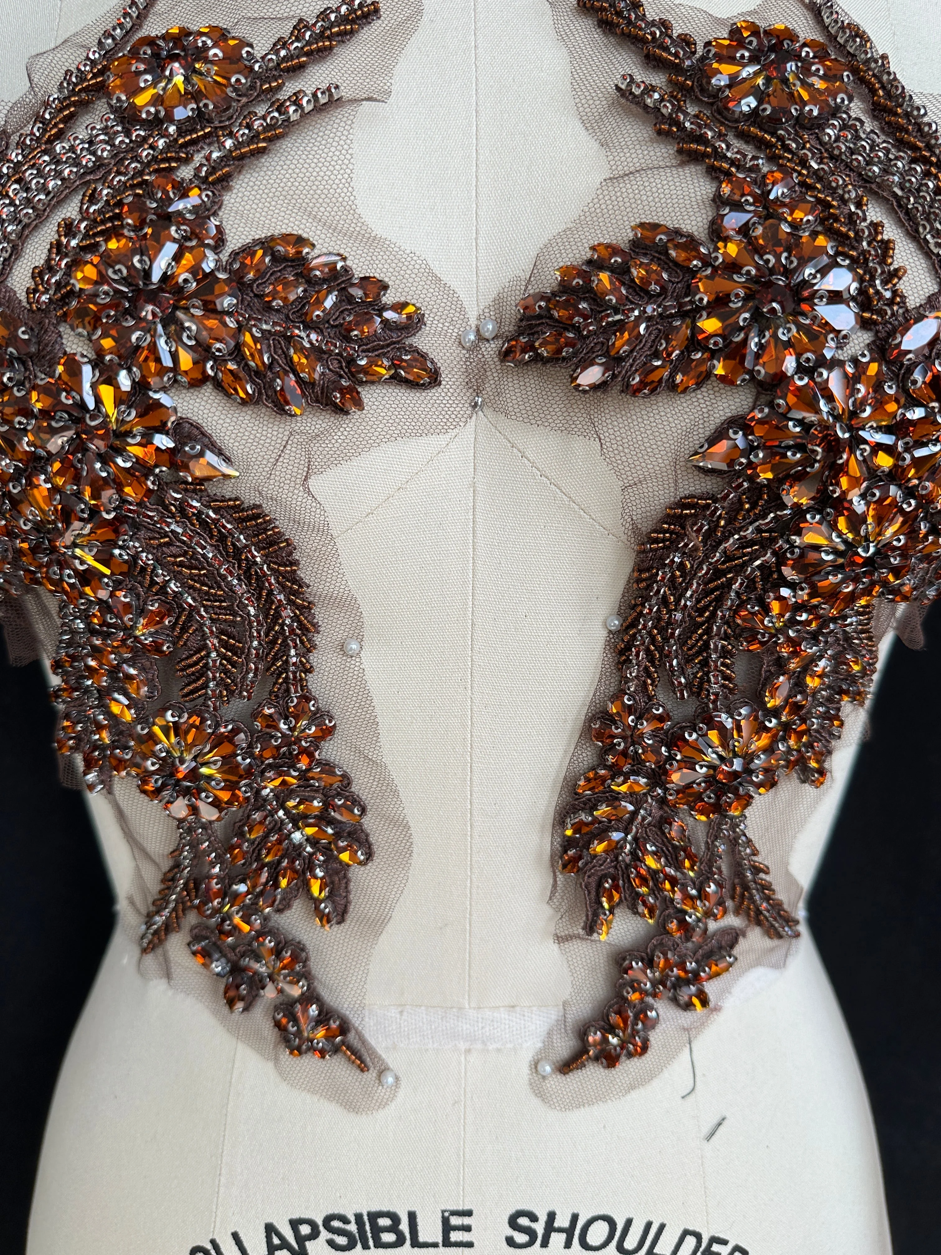 Gina Chocolate Rust Rhinestone Applique - Image 3