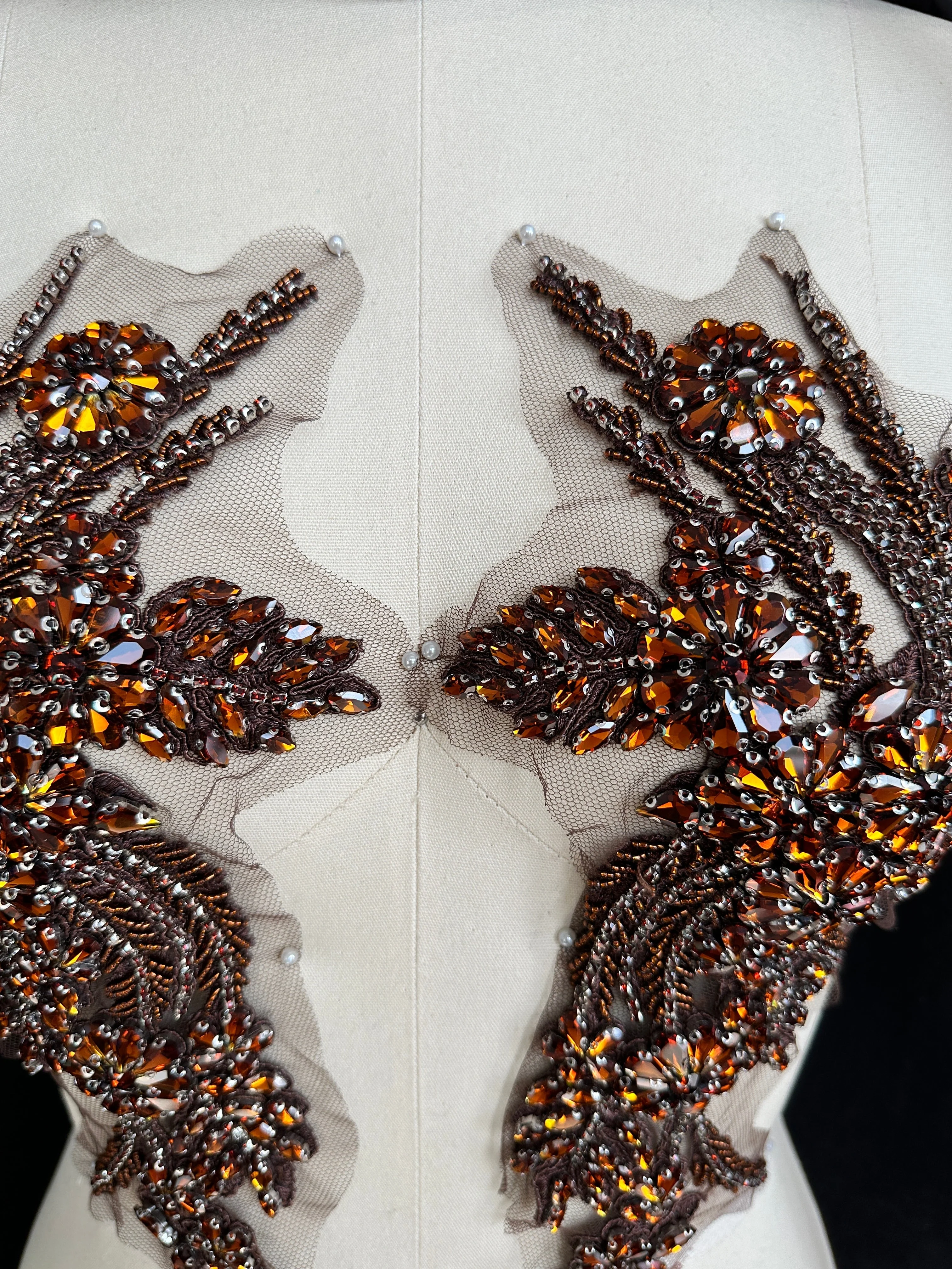 Gina Chocolate Rust Rhinestone Applique - Image 4
