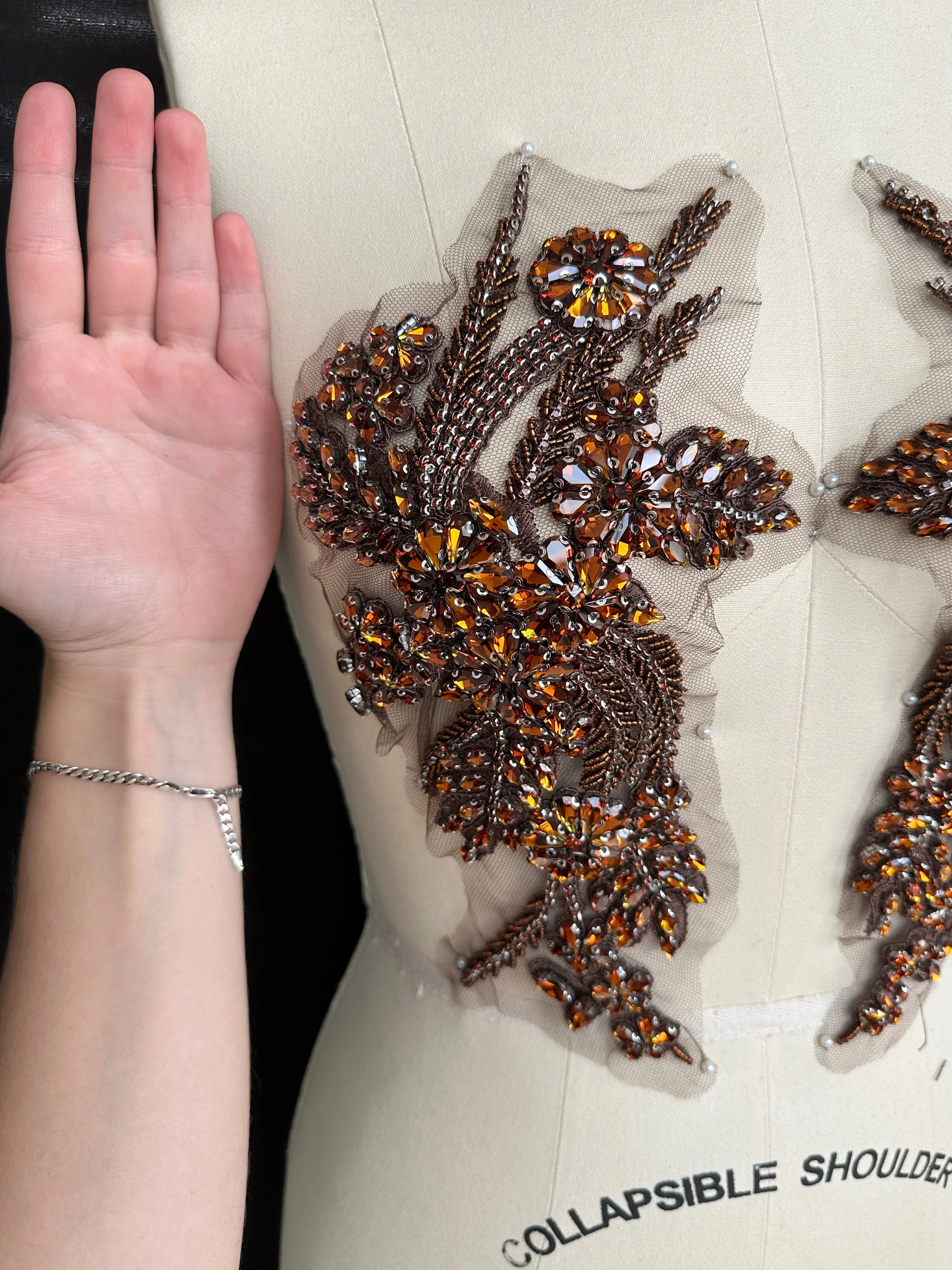 Gina Chocolate Rust Rhinestone Applique - Image 5