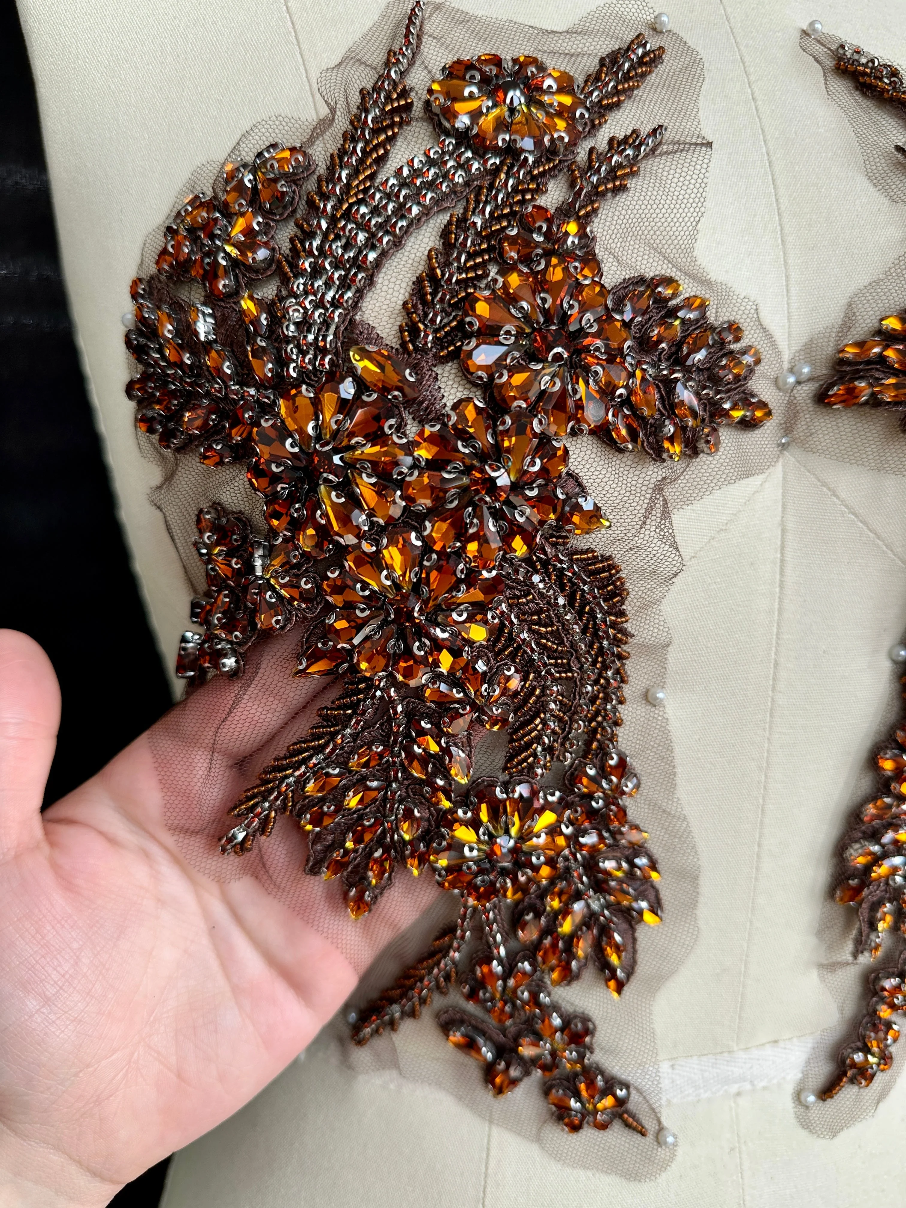 Gina Chocolate Rust Rhinestone Applique - Image 6