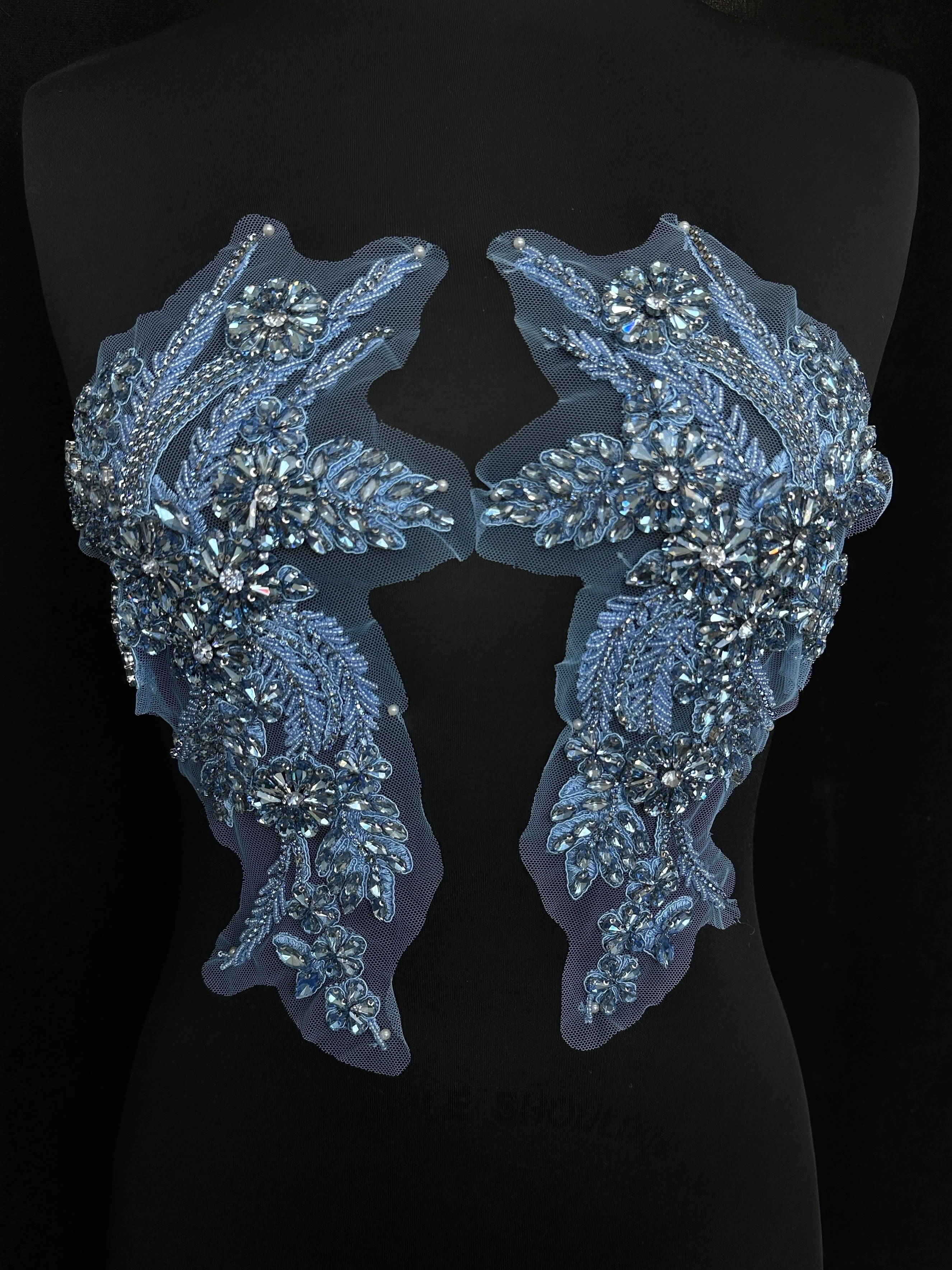 Gina Dusty Blue Rhinestone Applique
