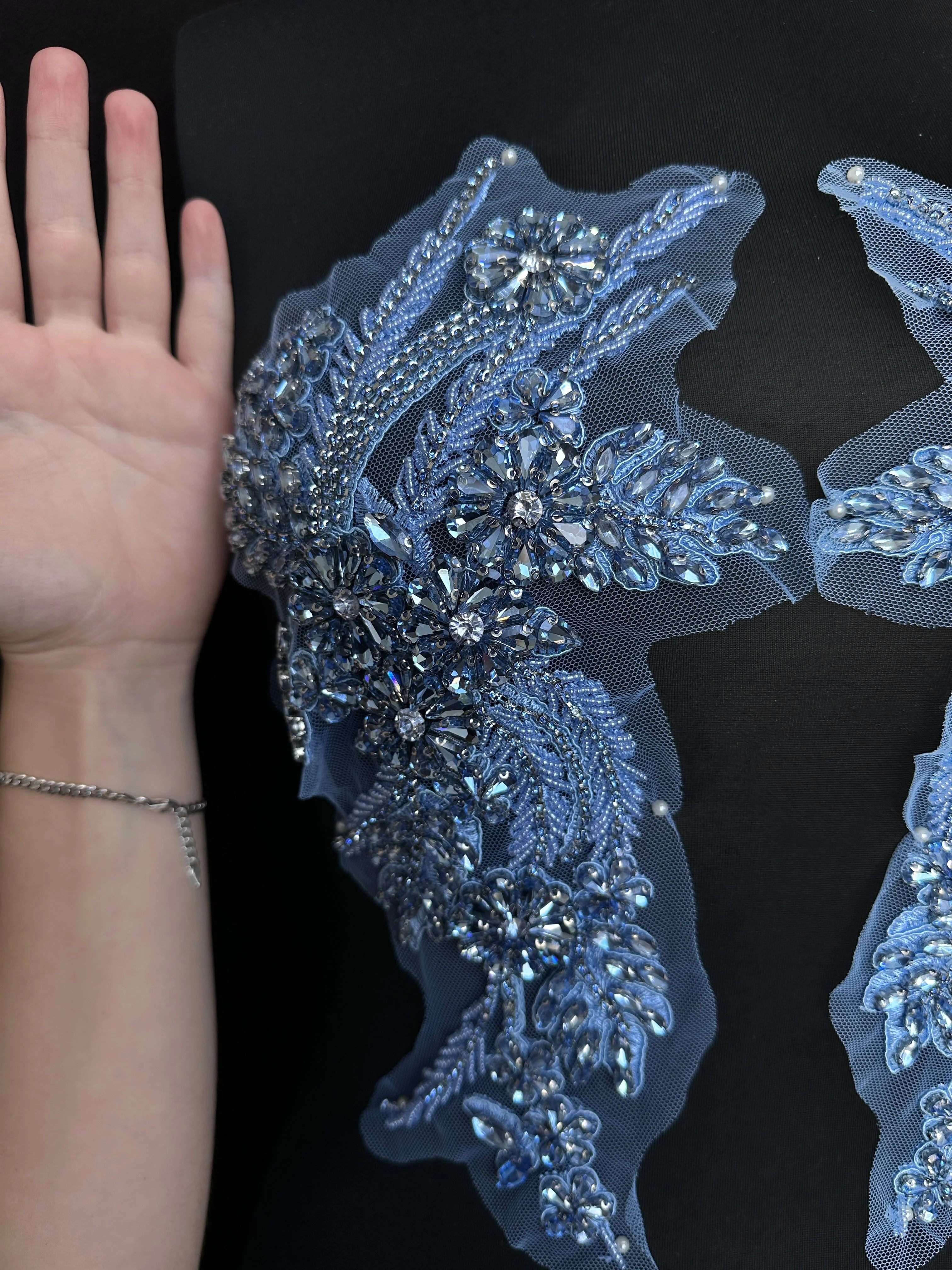 Gina Dusty Blue Rhinestone Applique - Image 3