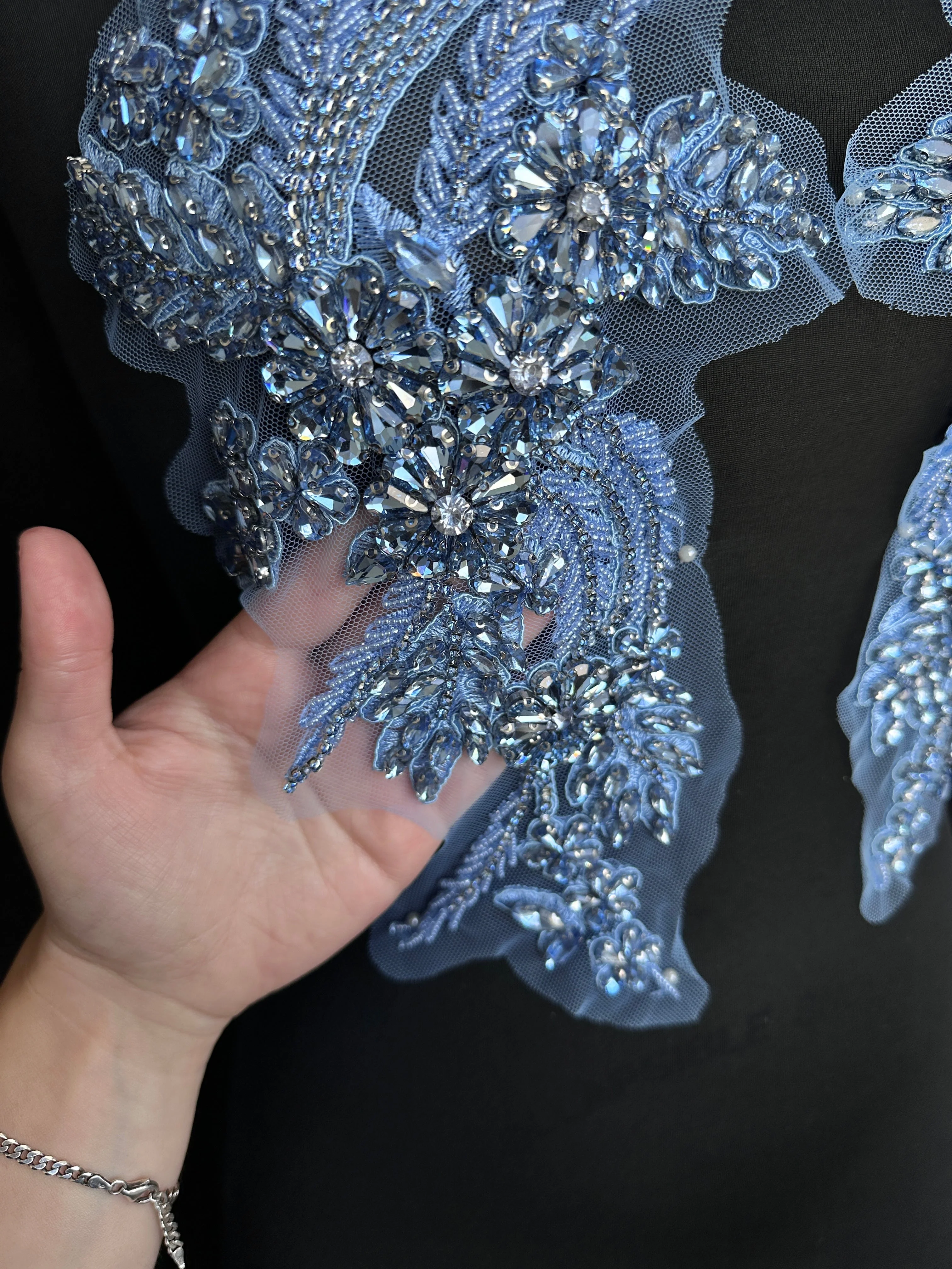 Gina Dusty Blue Rhinestone Applique - Image 7
