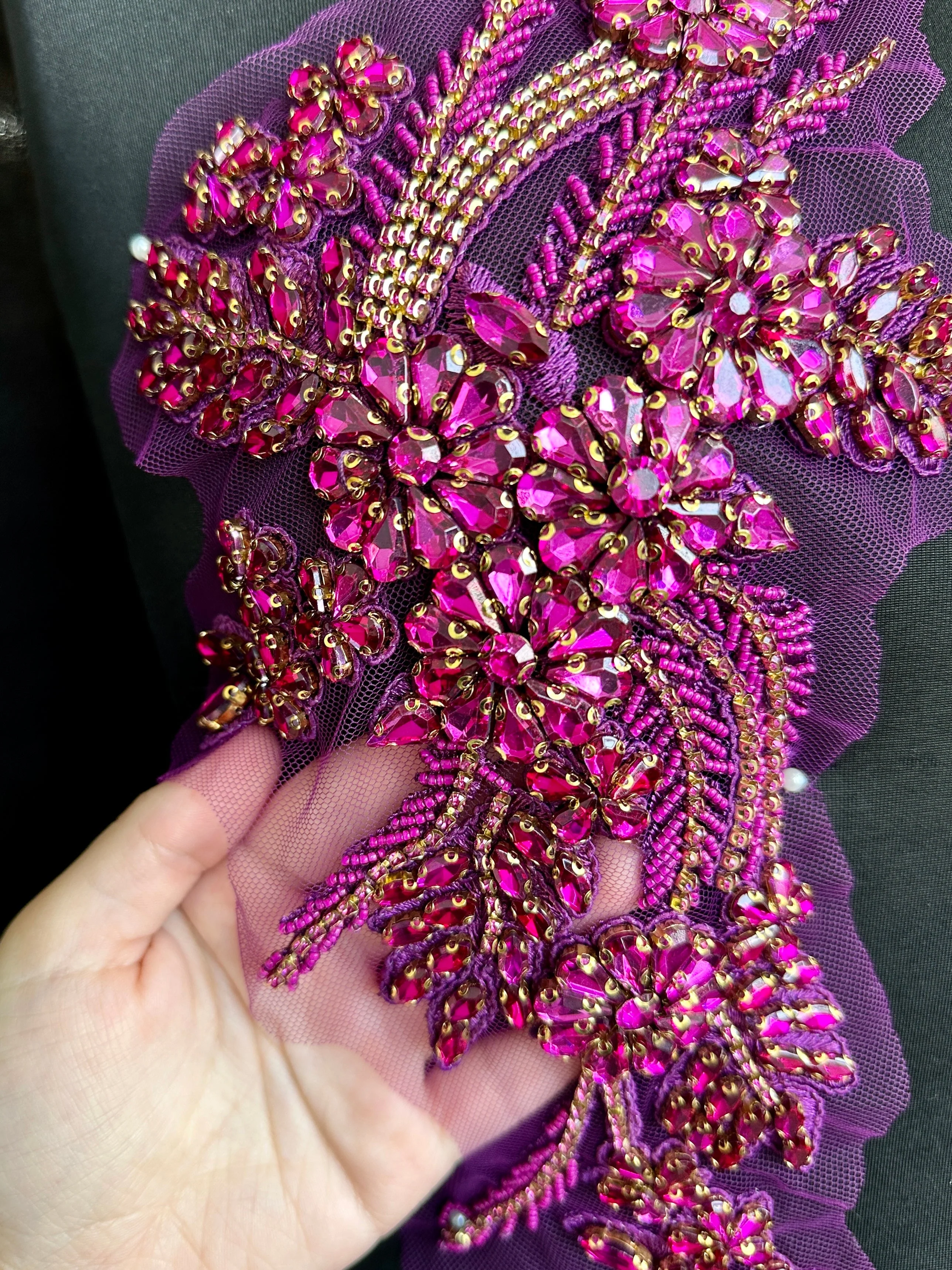 Gina Fuchsia Rhinestone Applique - Image 2