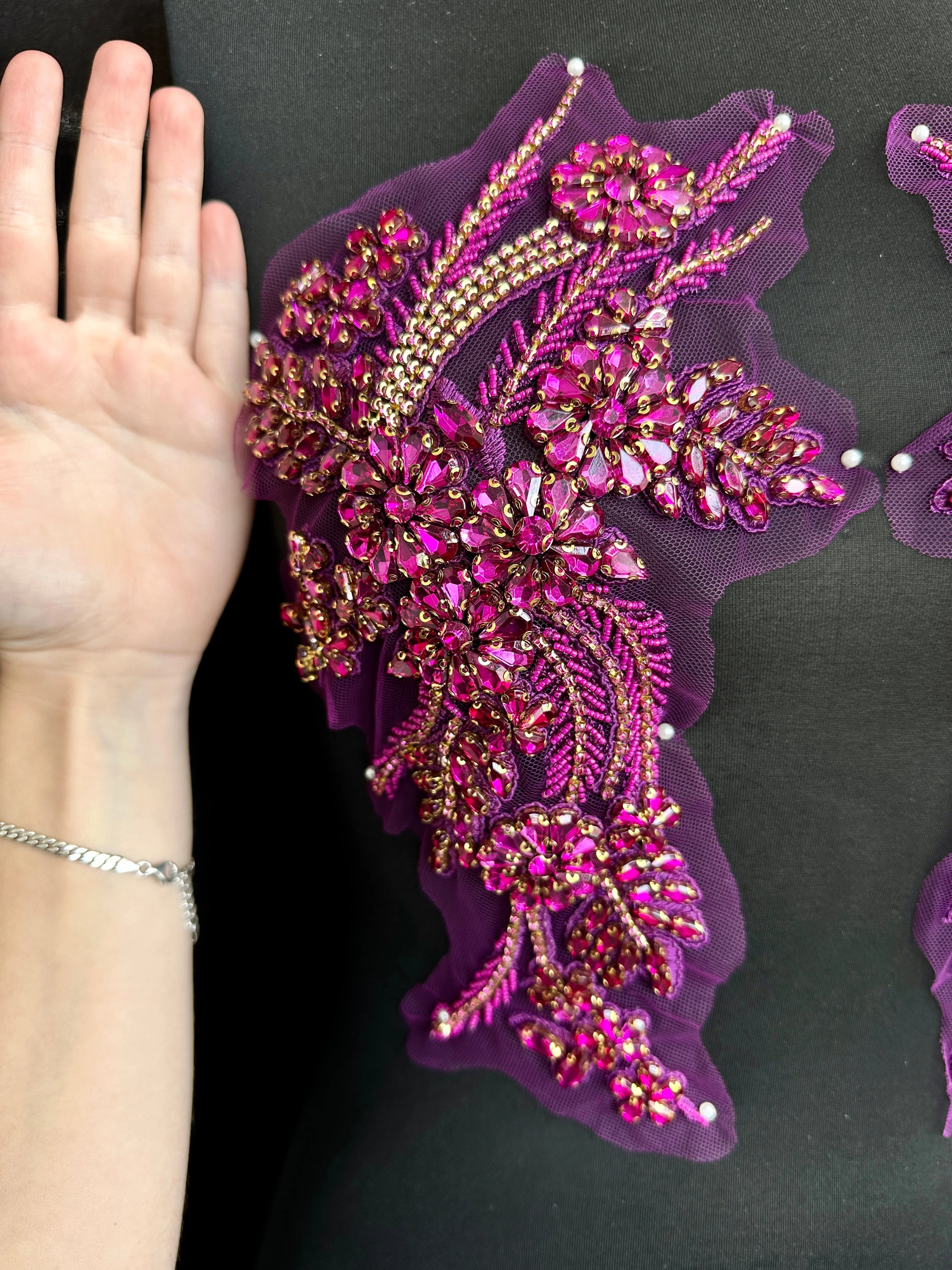 Gina Fuchsia Rhinestone Applique - Image 4