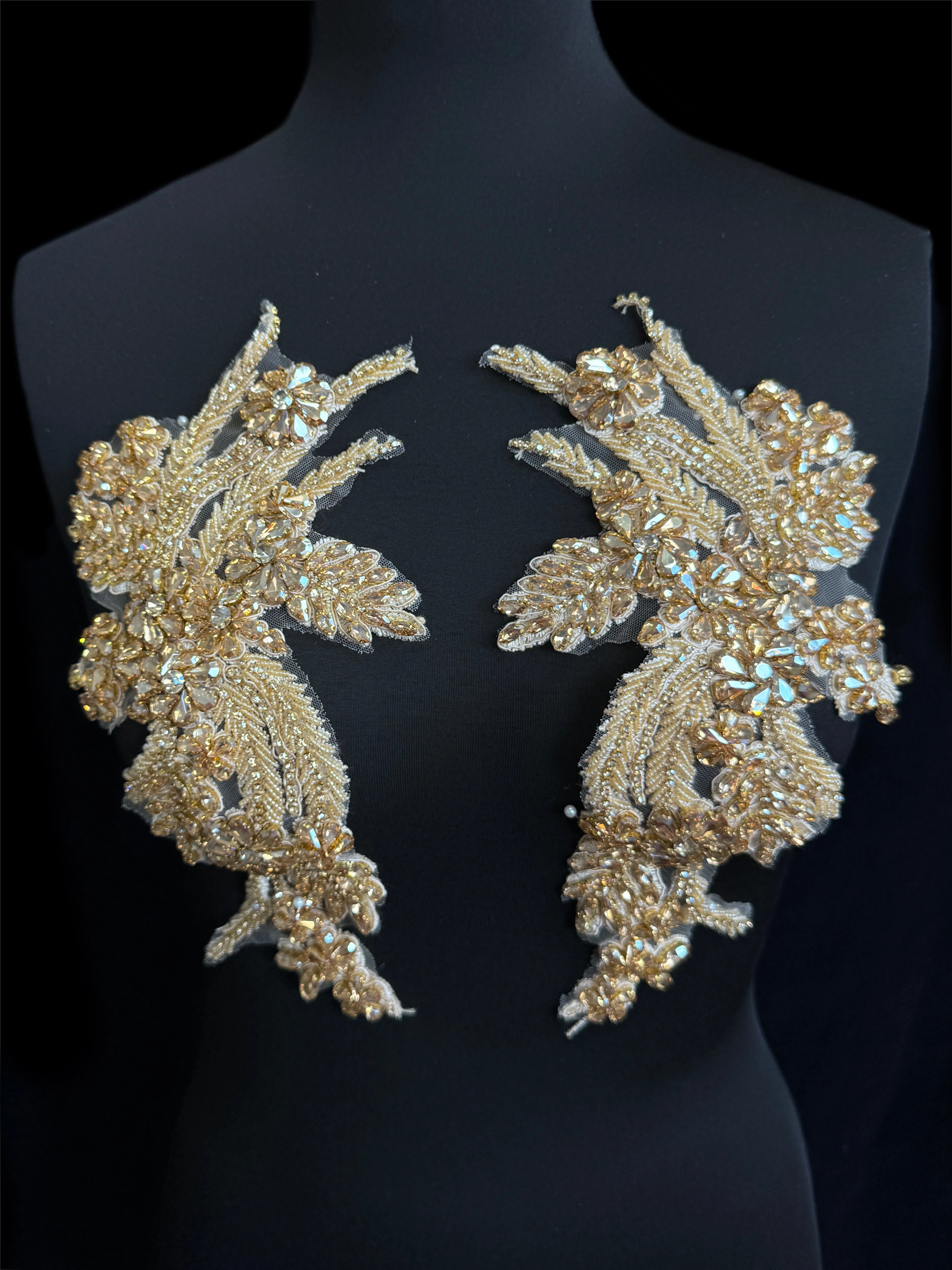 Gina Gold Champagne Rhinestones Applique