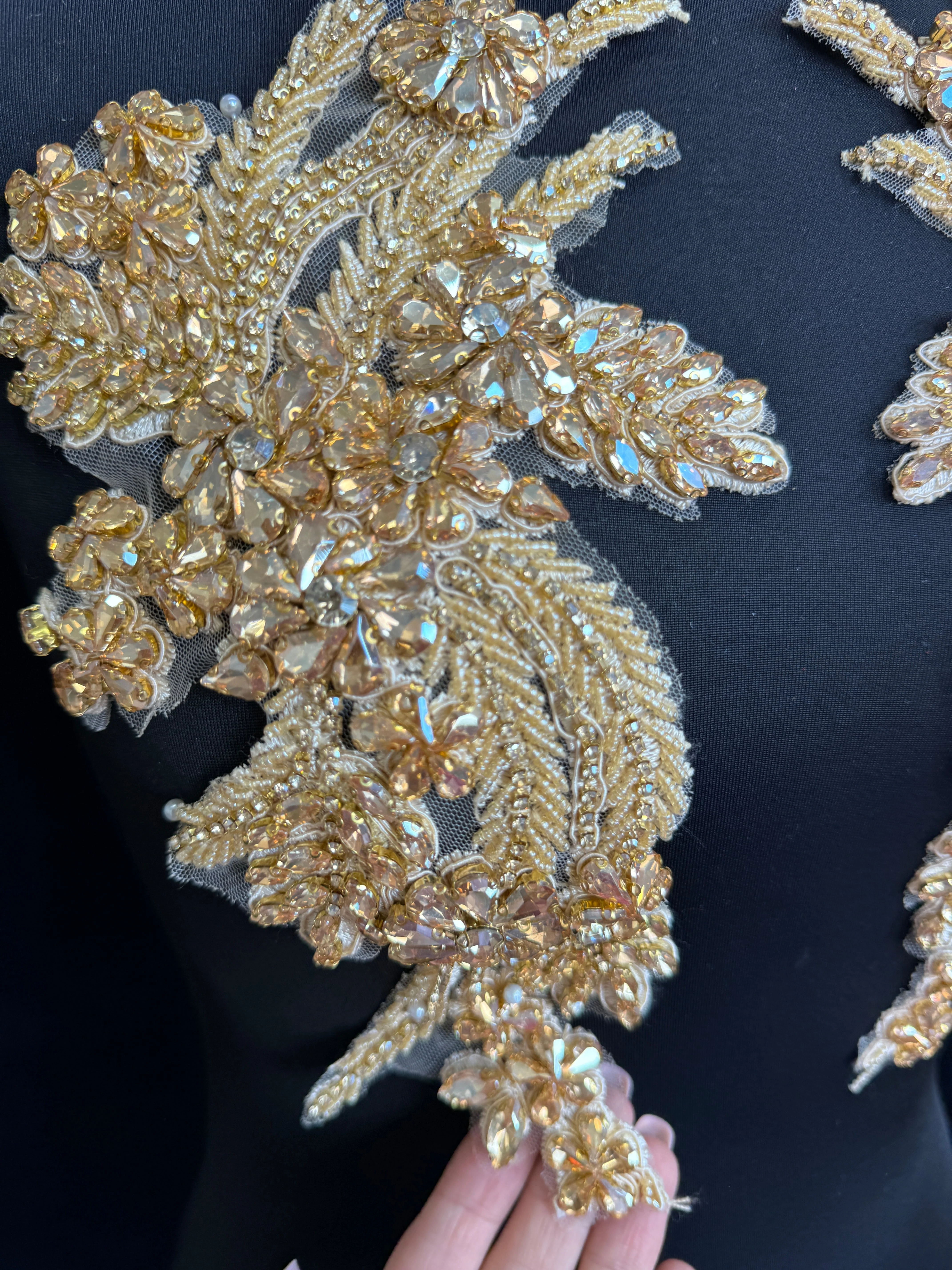 Gina Gold Champagne Rhinestones Applique - Image 2