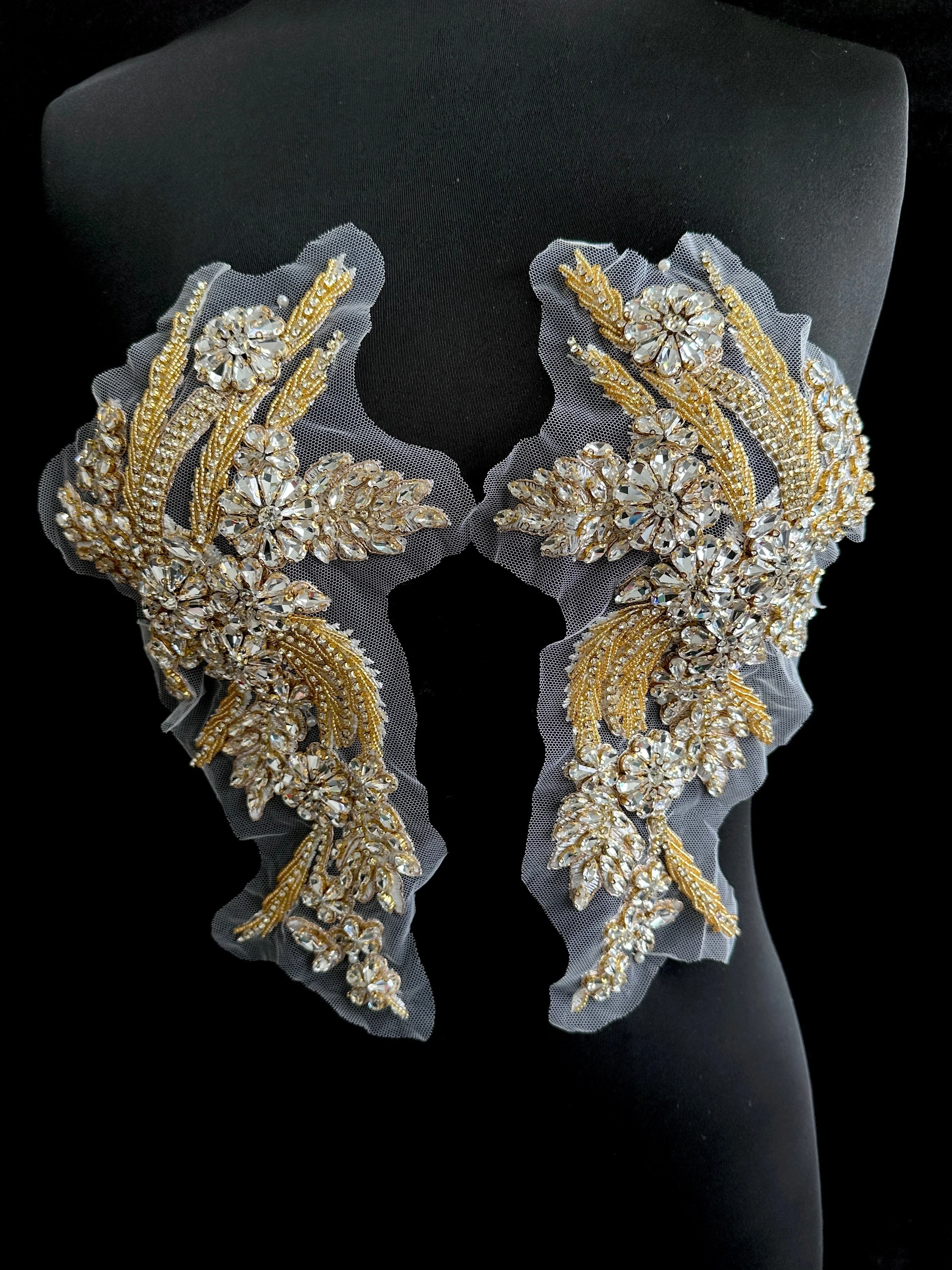 Gina Silver-Gold Rhinestone Applique