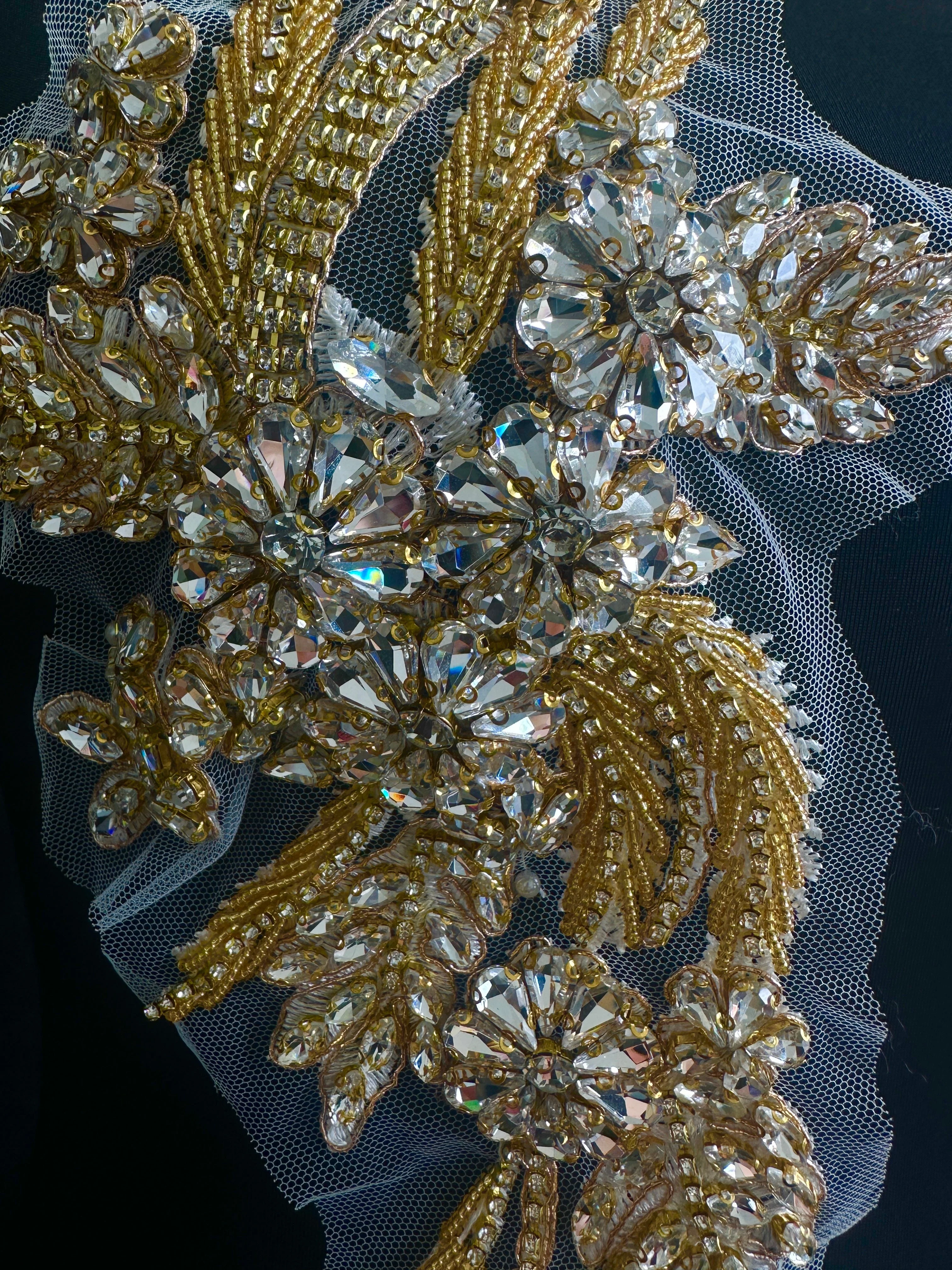 Gina Silver-Gold Rhinestone Applique - Image 2