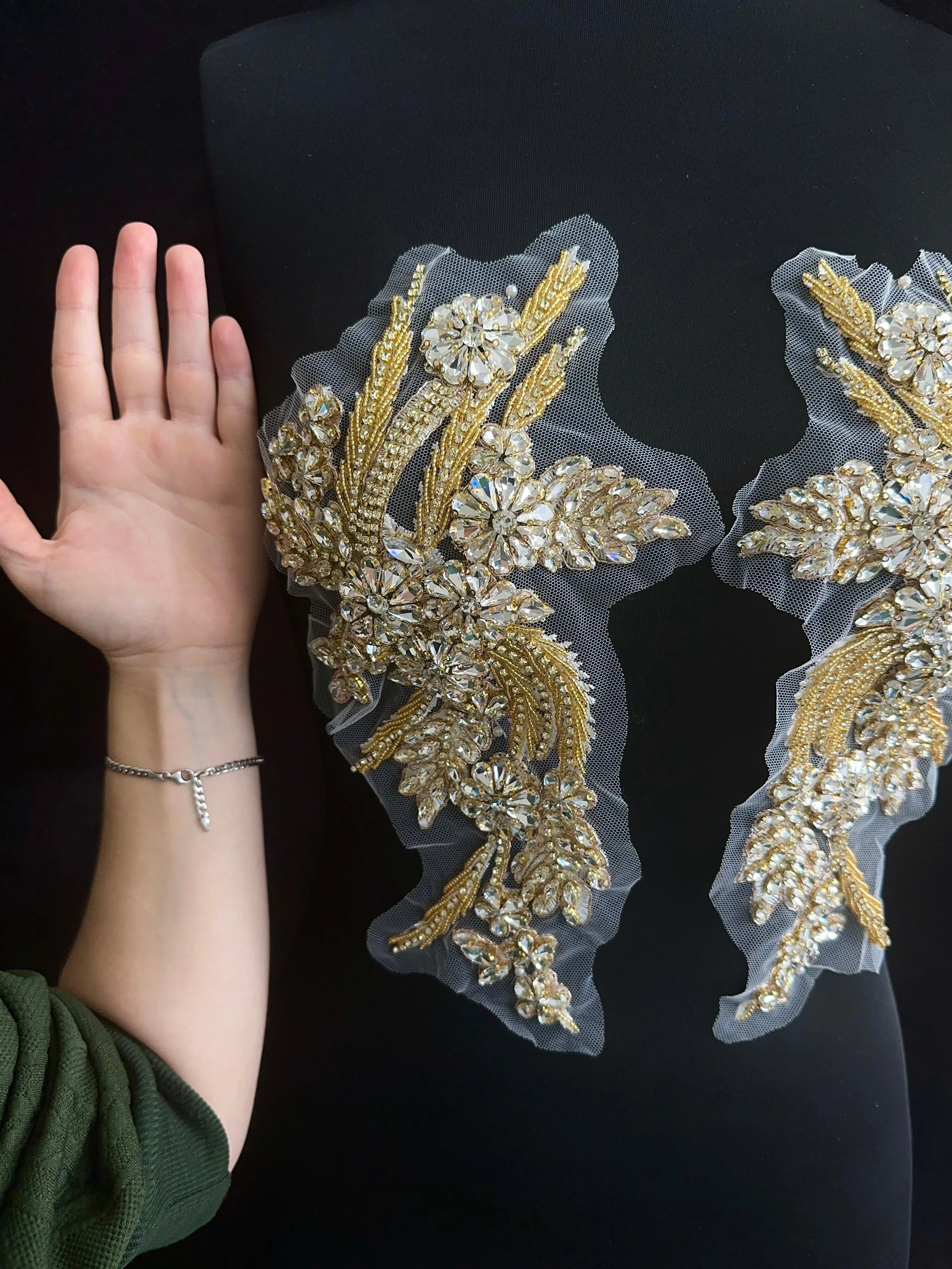 Gina Silver-Gold Rhinestone Applique - Image 5