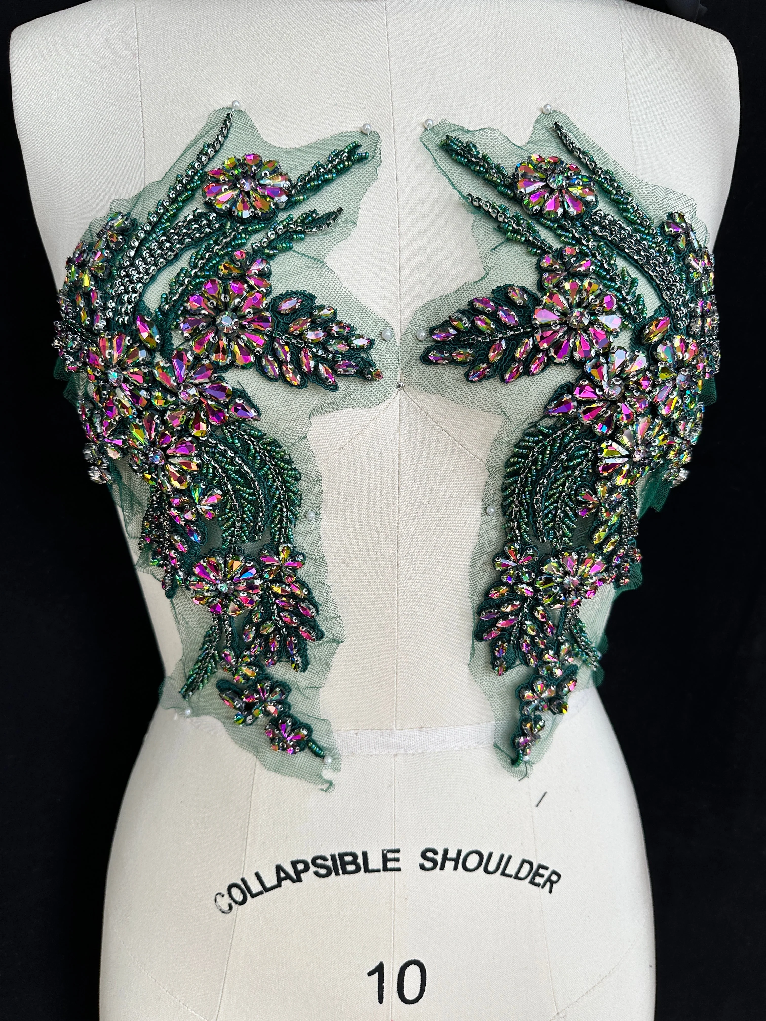 Gina Green Iridescent Rhinestone Applique