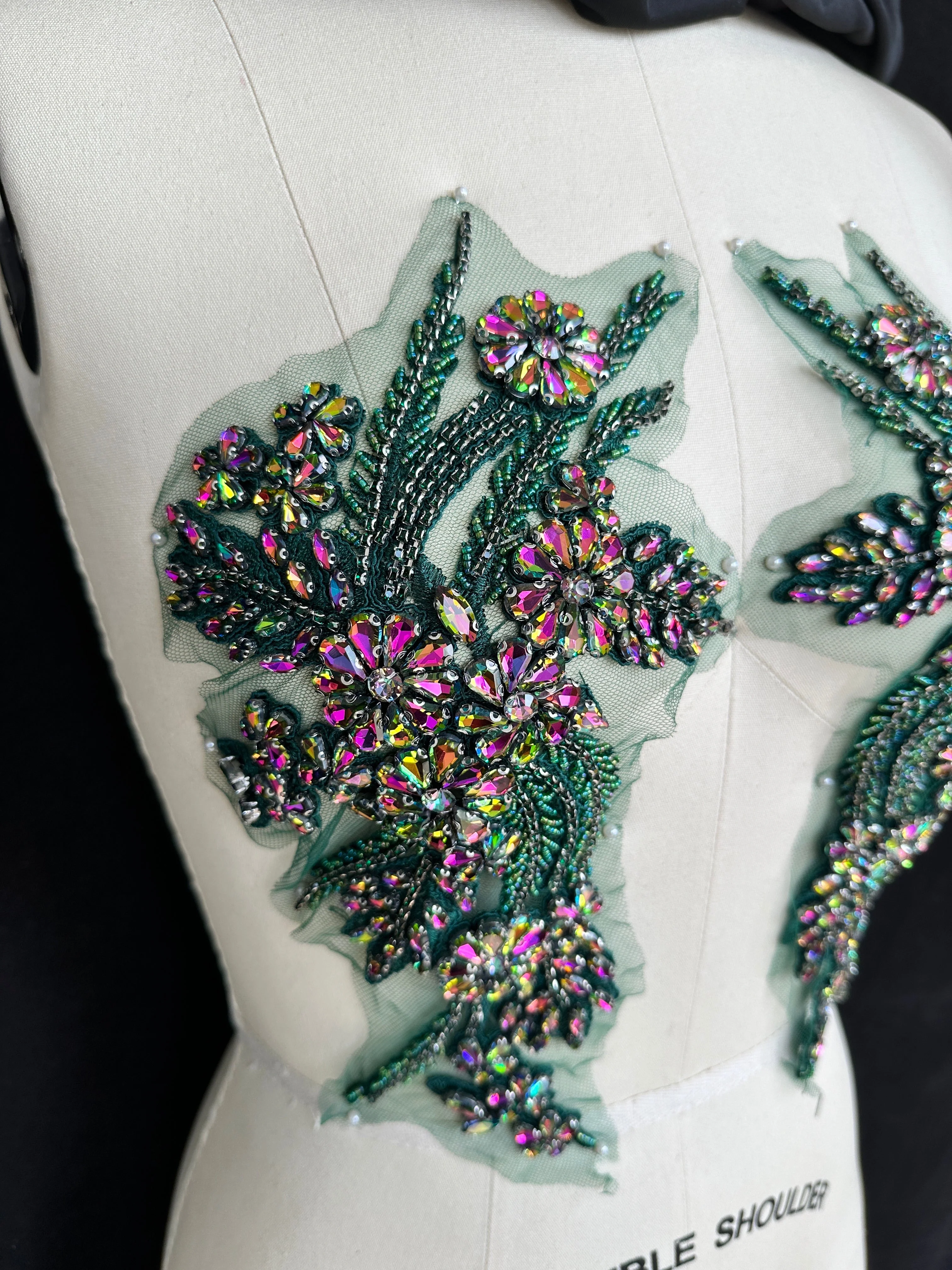 Gina Green Iridescent Rhinestone Applique - Image 2