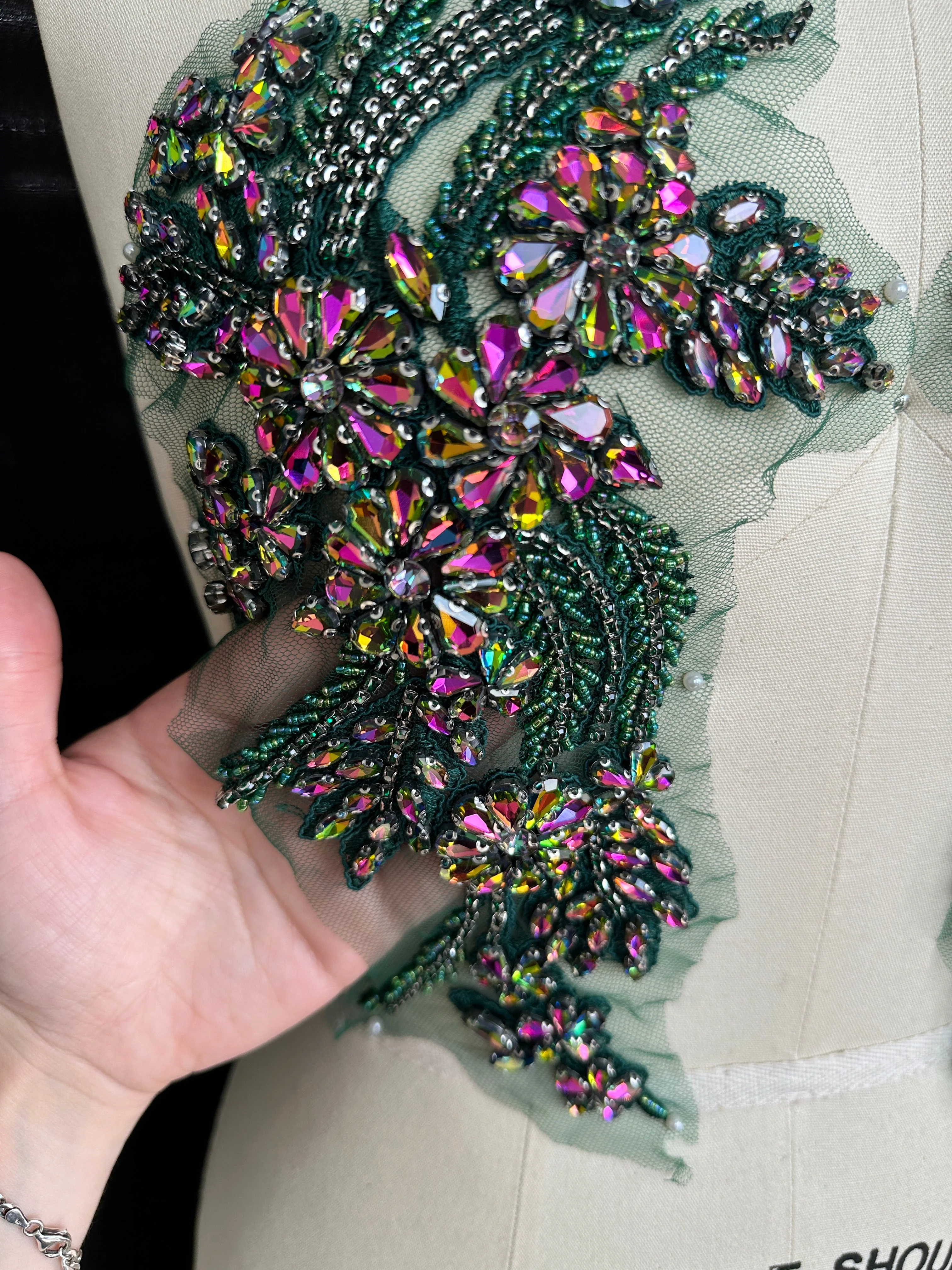 Gina Green Iridescent Rhinestone Applique - Image 3